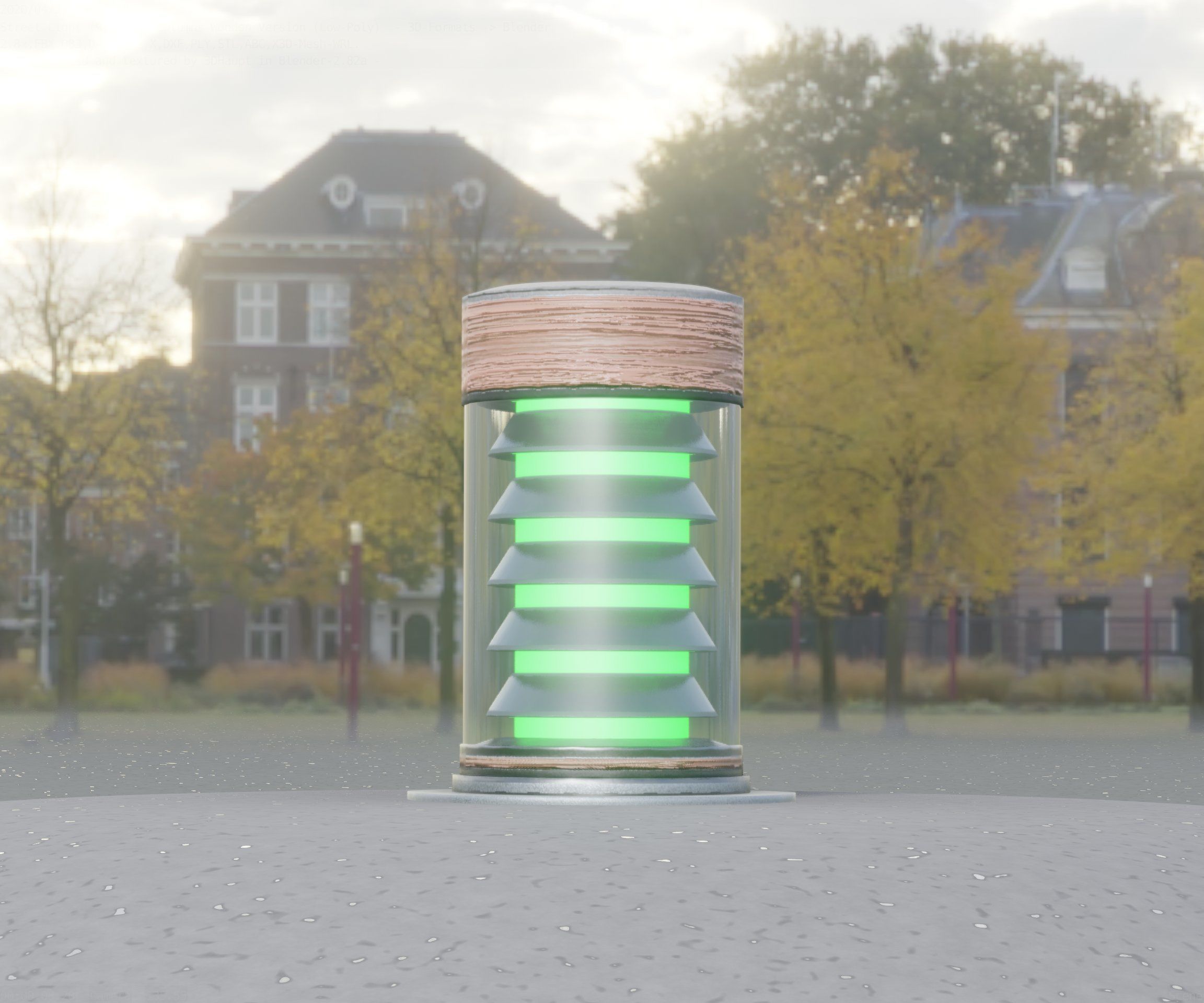 Wooden Light-Column 3 - Low-Poly Street-Light Set-9 Low-poly 3D model_12