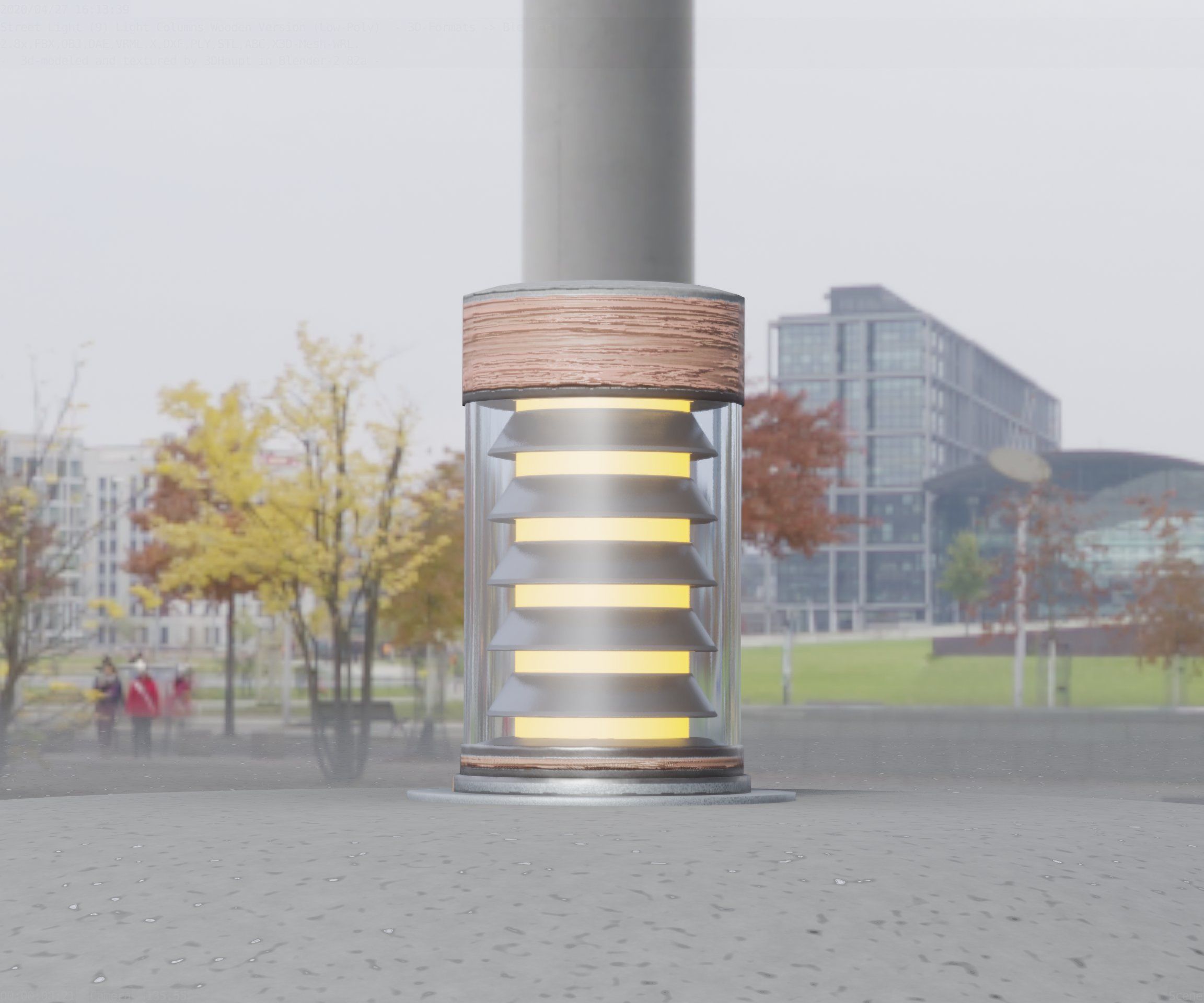 Wooden Light-Column 3 - Low-Poly Street-Light Set-9 Low-poly 3D model_13