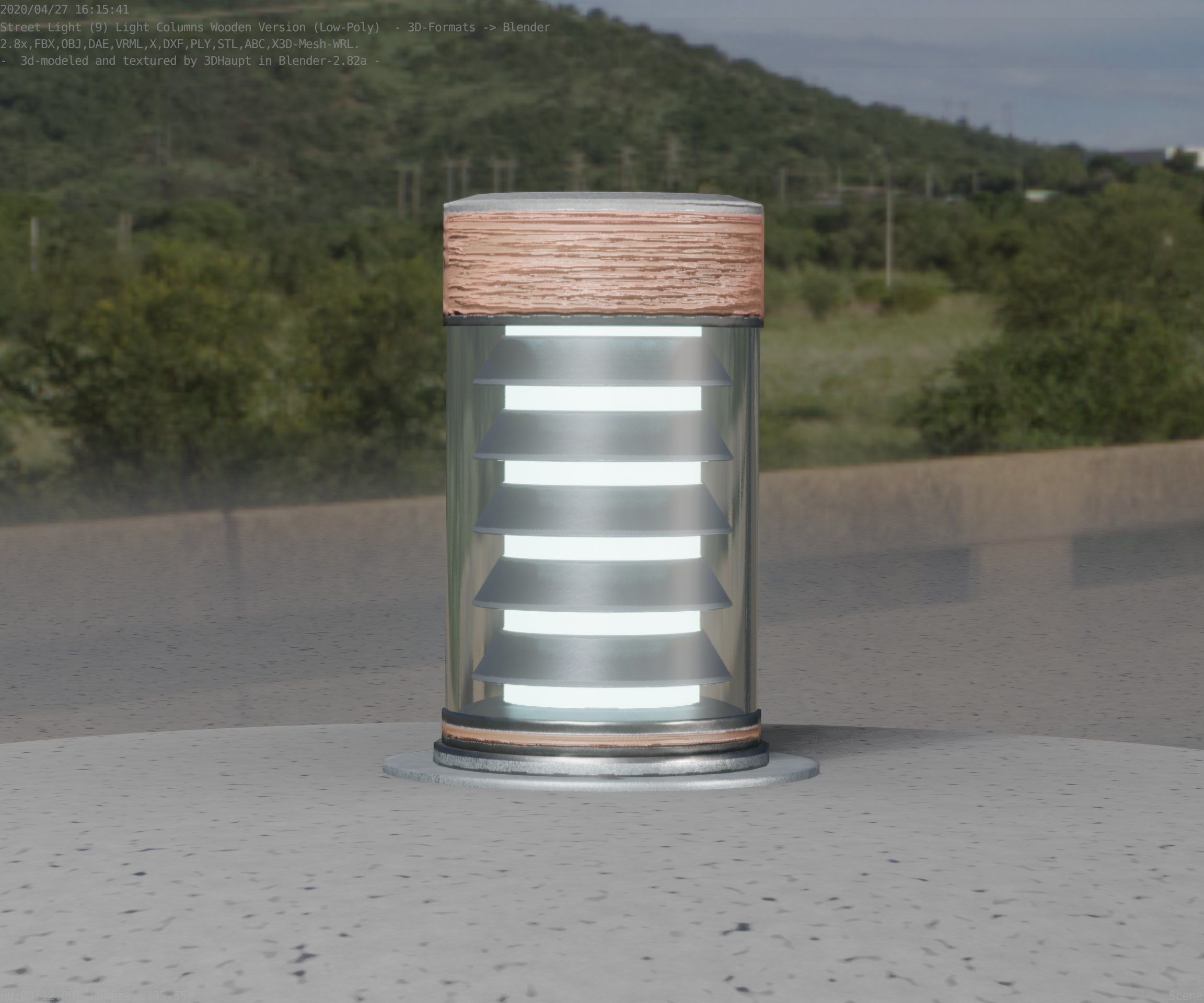 Wooden Light-Column 3 - Low-Poly Street-Light Set-9 Low-poly 3D model_88