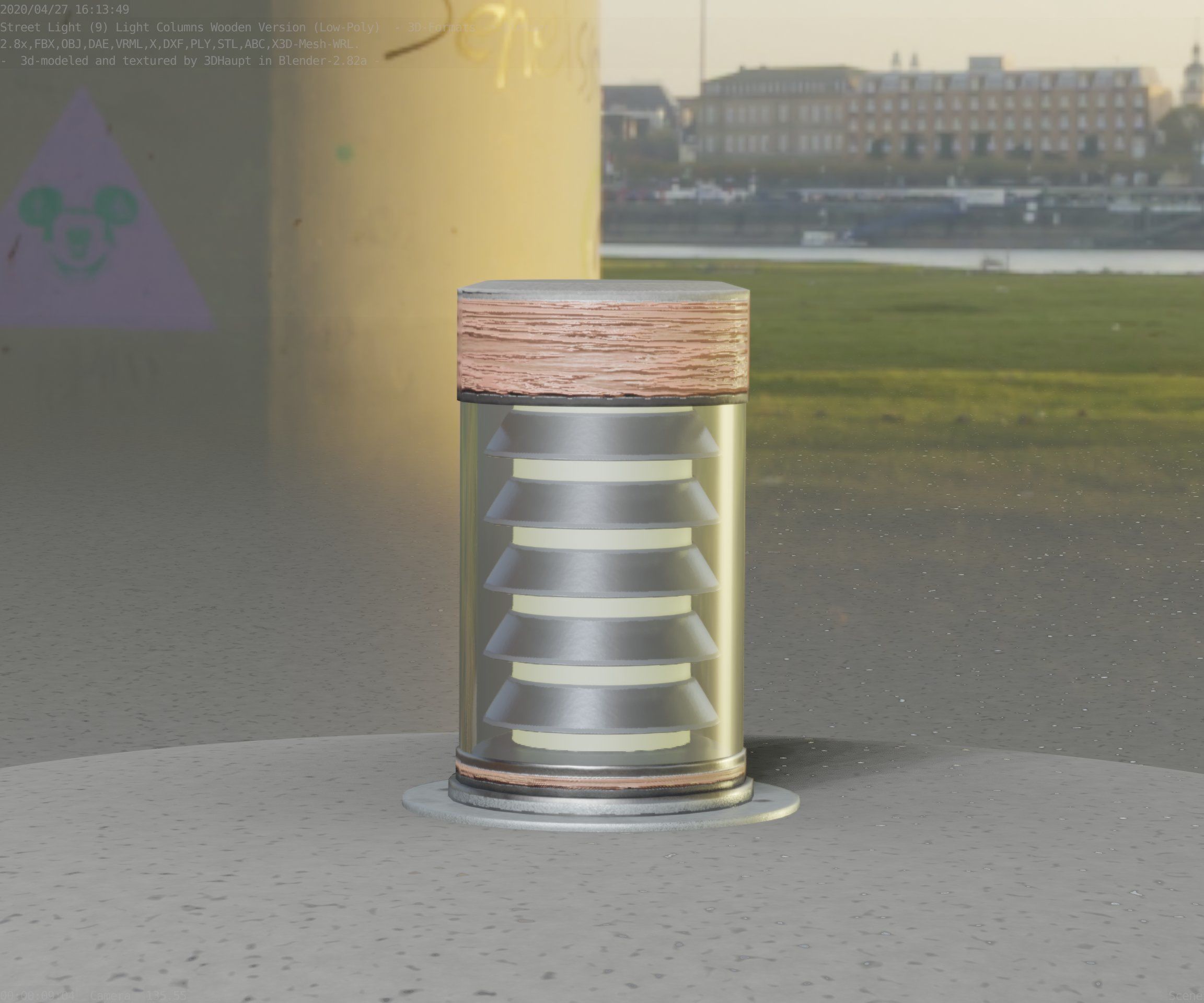 Wooden Light-Column 3 - Low-Poly Street-Light Set-9 Low-poly 3D model_20