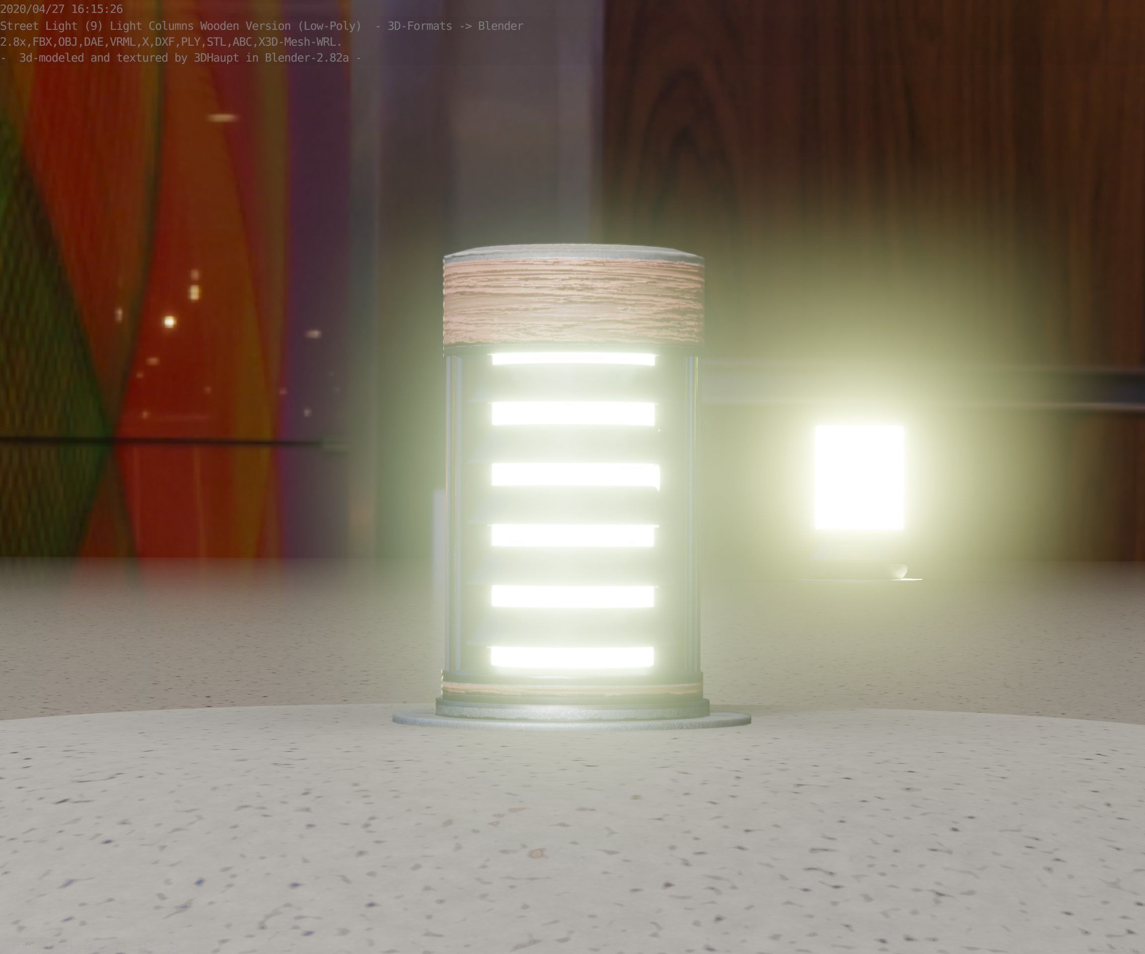 Wooden Light-Column 3 - Low-Poly Street-Light Set-9 Low-poly 3D model_78