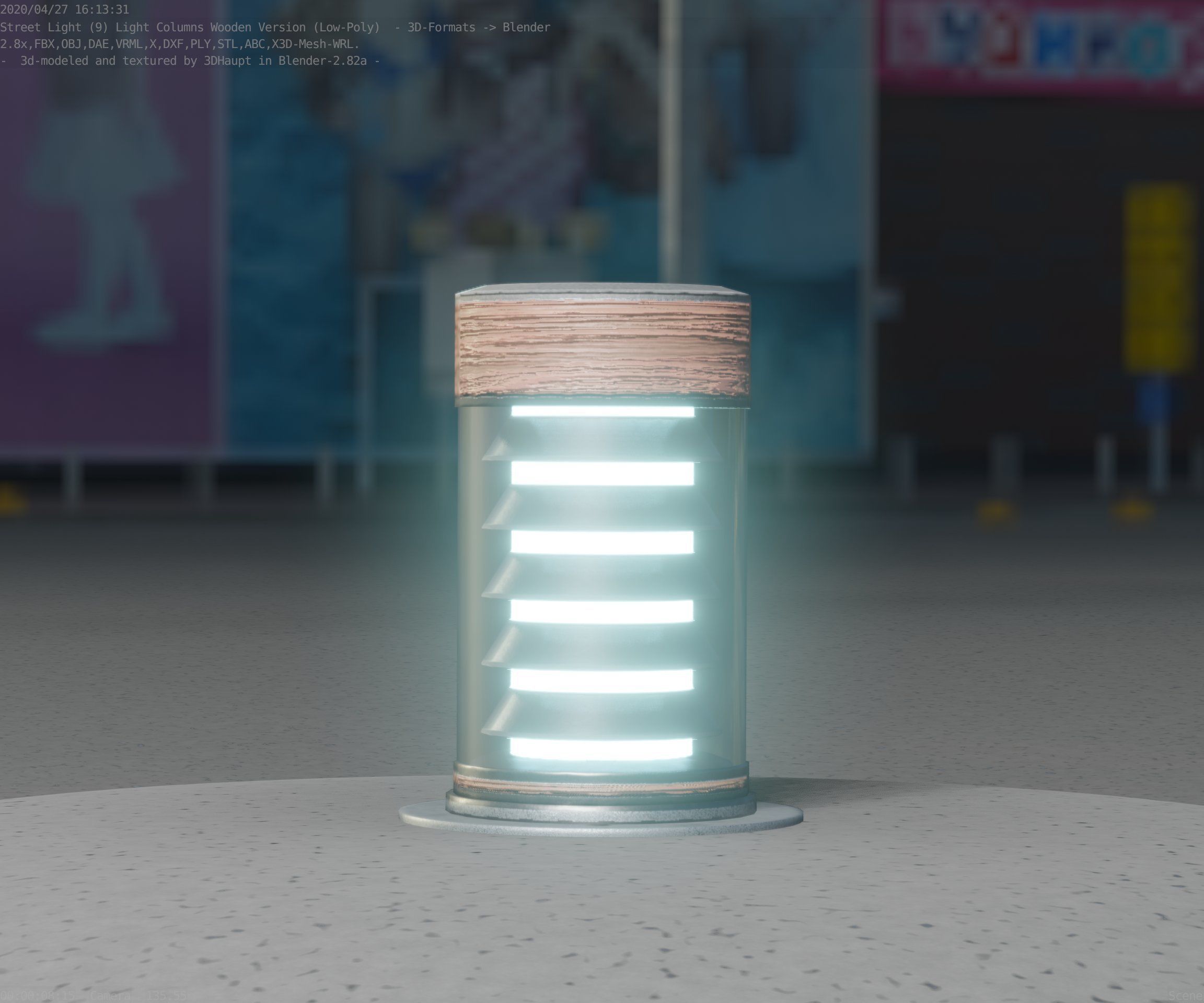 Wooden Light-Column 3 - Low-Poly Street-Light Set-9 Low-poly 3D model_7