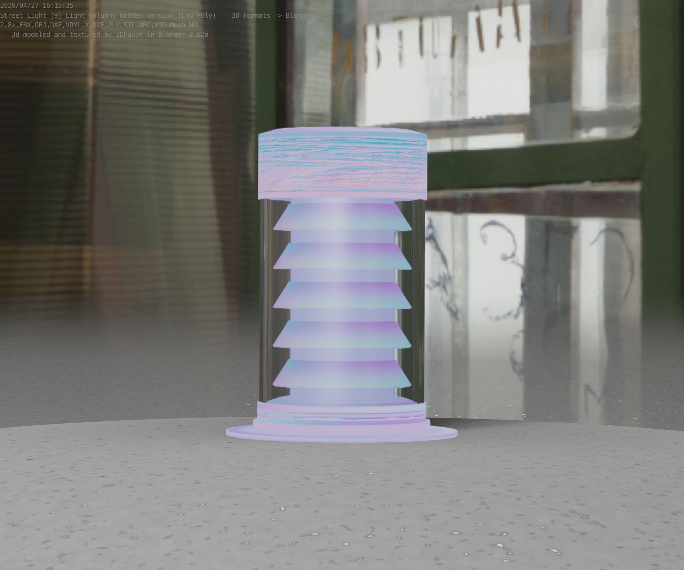 Wooden Light-Column 3 - Low-Poly Street-Light Set-9 Low-poly 3D model_84