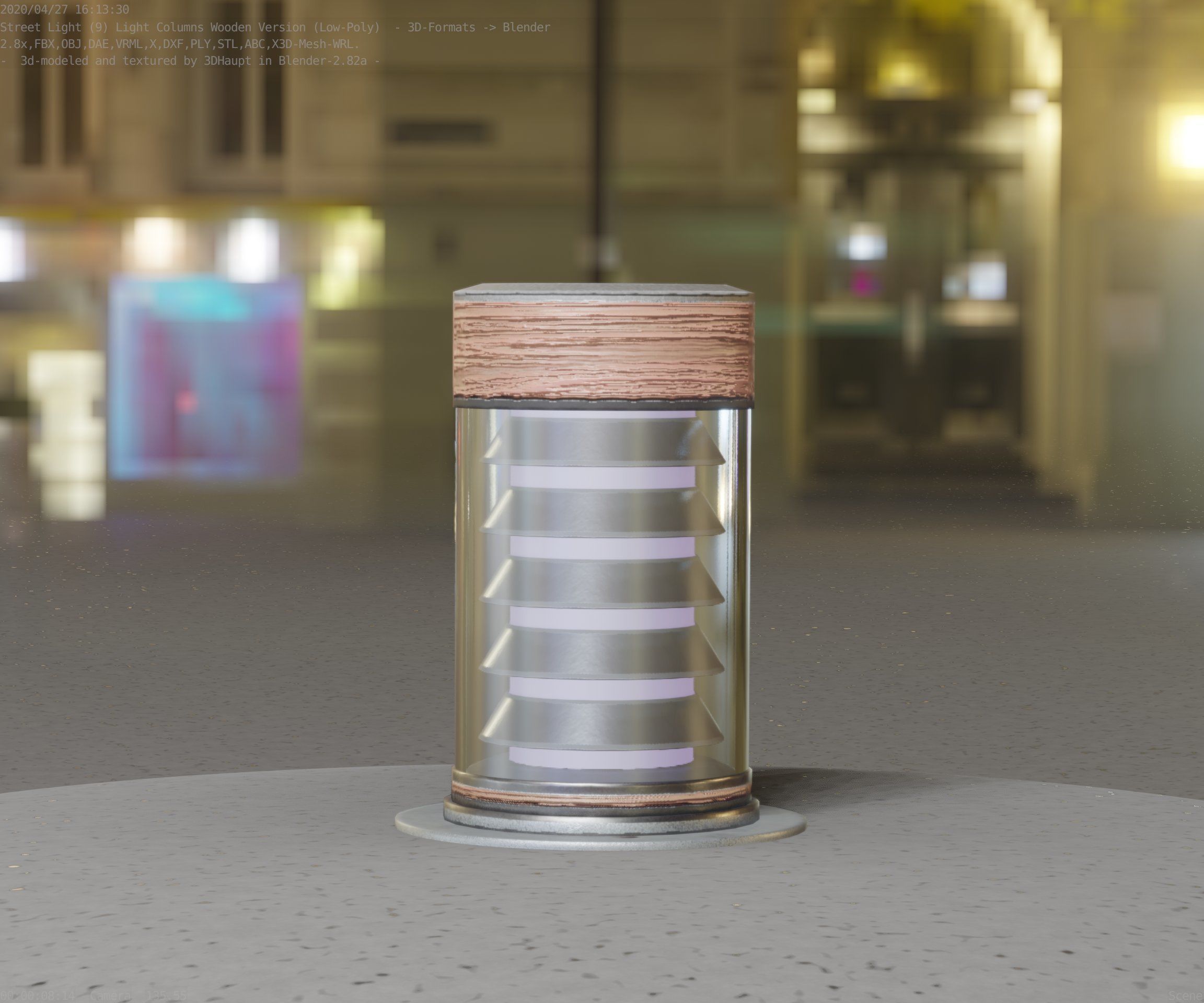 Wooden Light-Column 3 - Low-Poly Street-Light Set-9 Low-poly 3D model_6