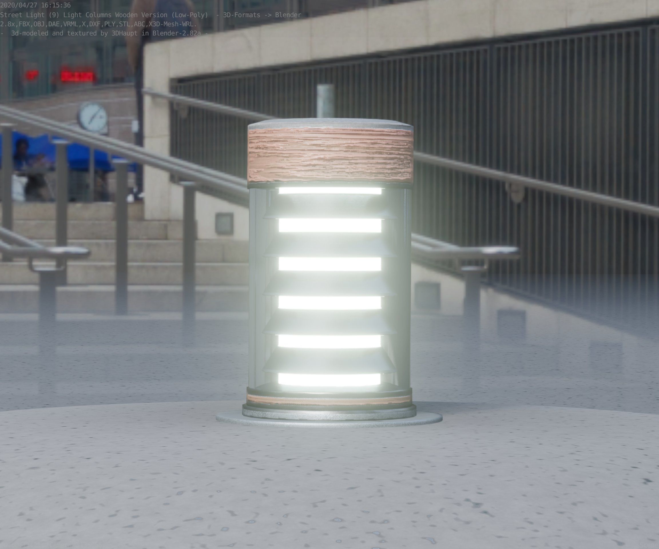 Wooden Light-Column 3 - Low-Poly Street-Light Set-9 Low-poly 3D model_85