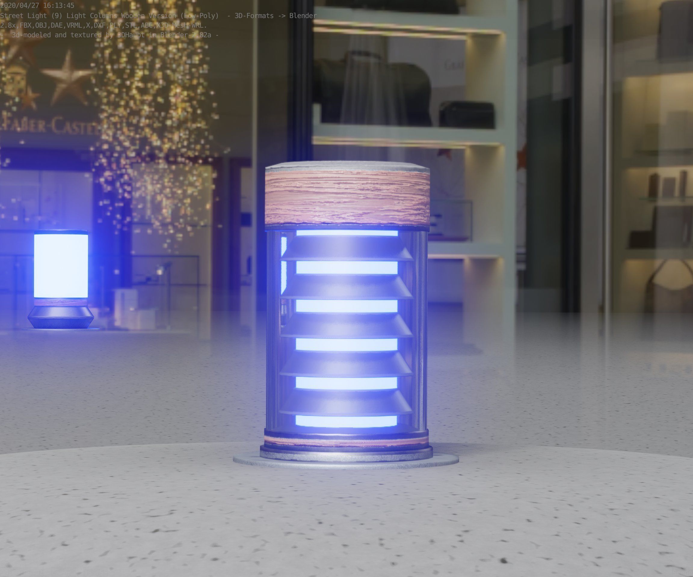 Wooden Light-Column 3 - Low-Poly Street-Light Set-9 Low-poly 3D model_17