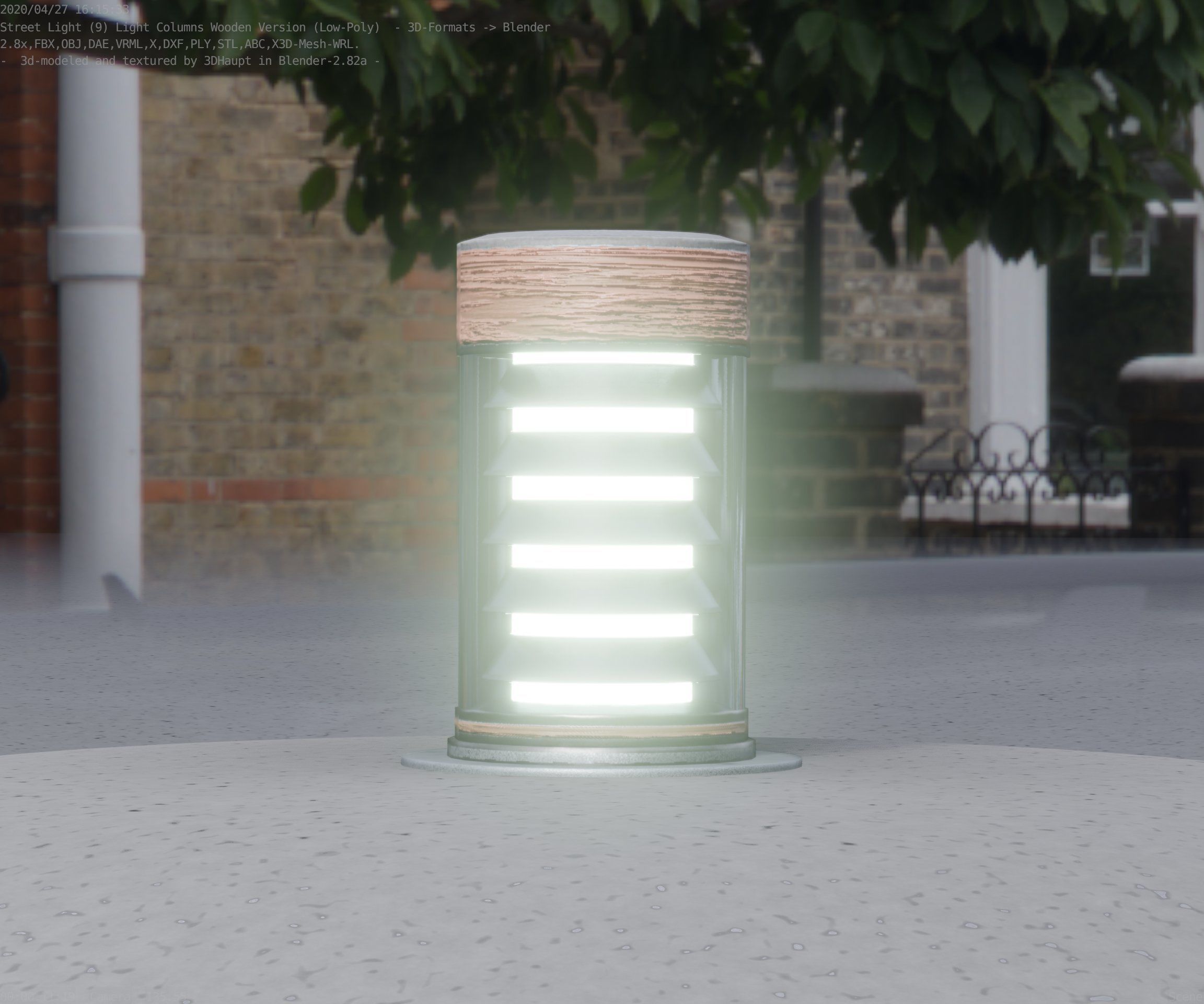 Wooden Light-Column 3 - Low-Poly Street-Light Set-9 Low-poly 3D model_83