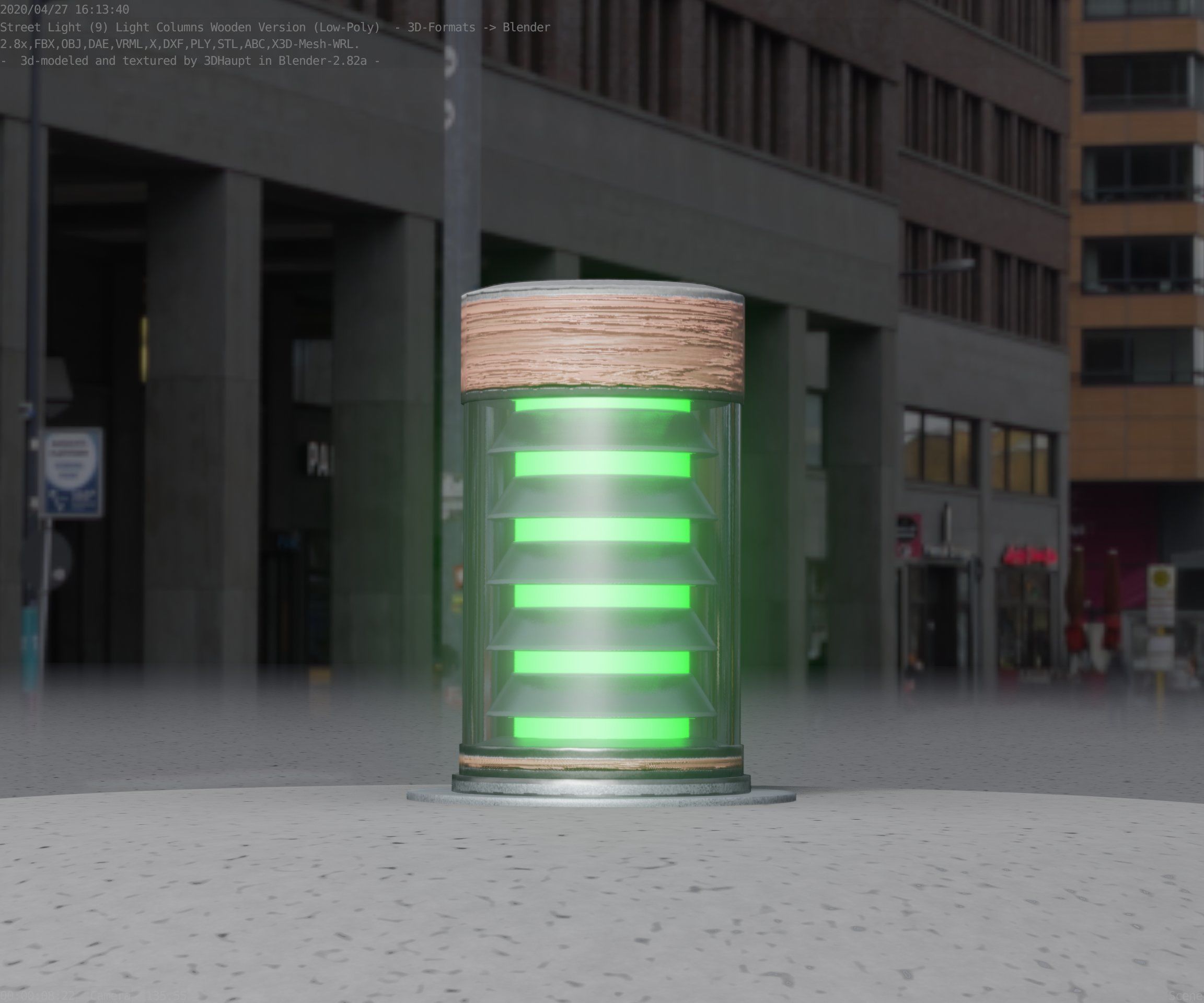 Wooden Light-Column 3 - Low-Poly Street-Light Set-9 Low-poly 3D model_14