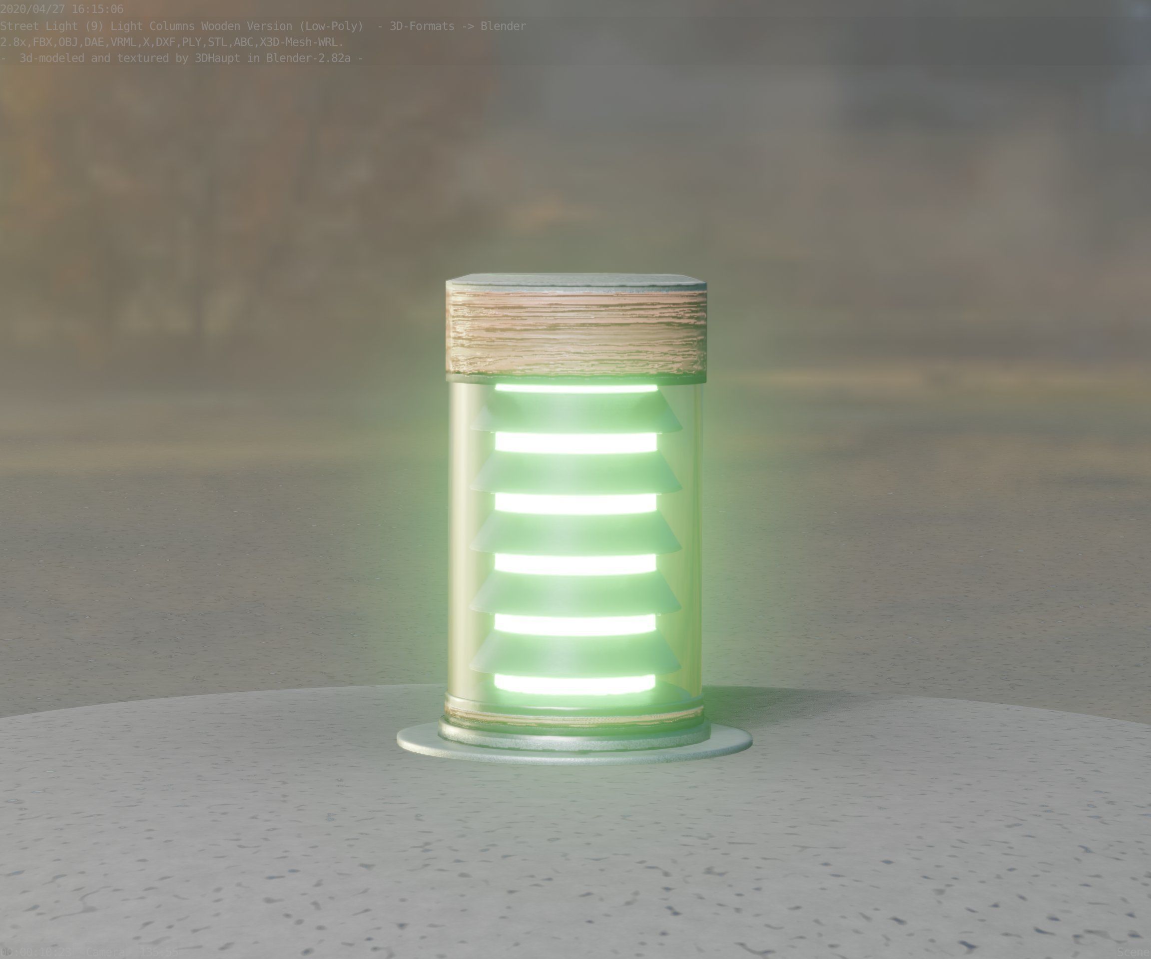 Wooden Light-Column 3 - Low-Poly Street-Light Set-9 Low-poly 3D model_63