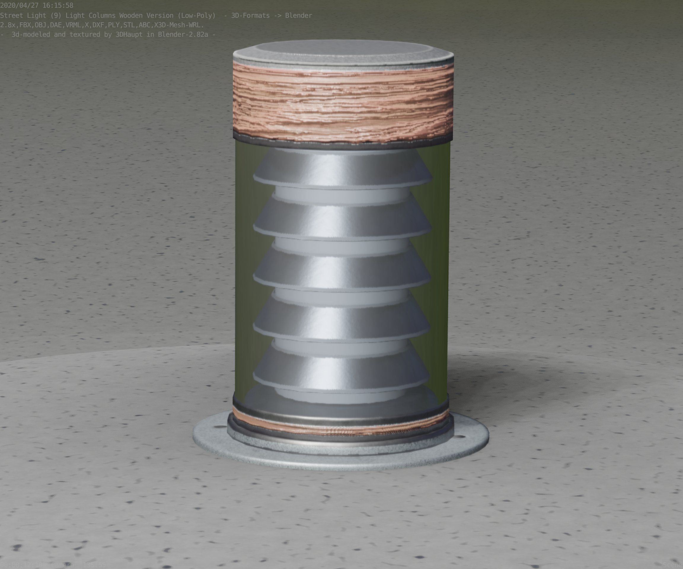 Wooden Light-Column 3 - Low-Poly Street-Light Set-9 Low-poly 3D model_98