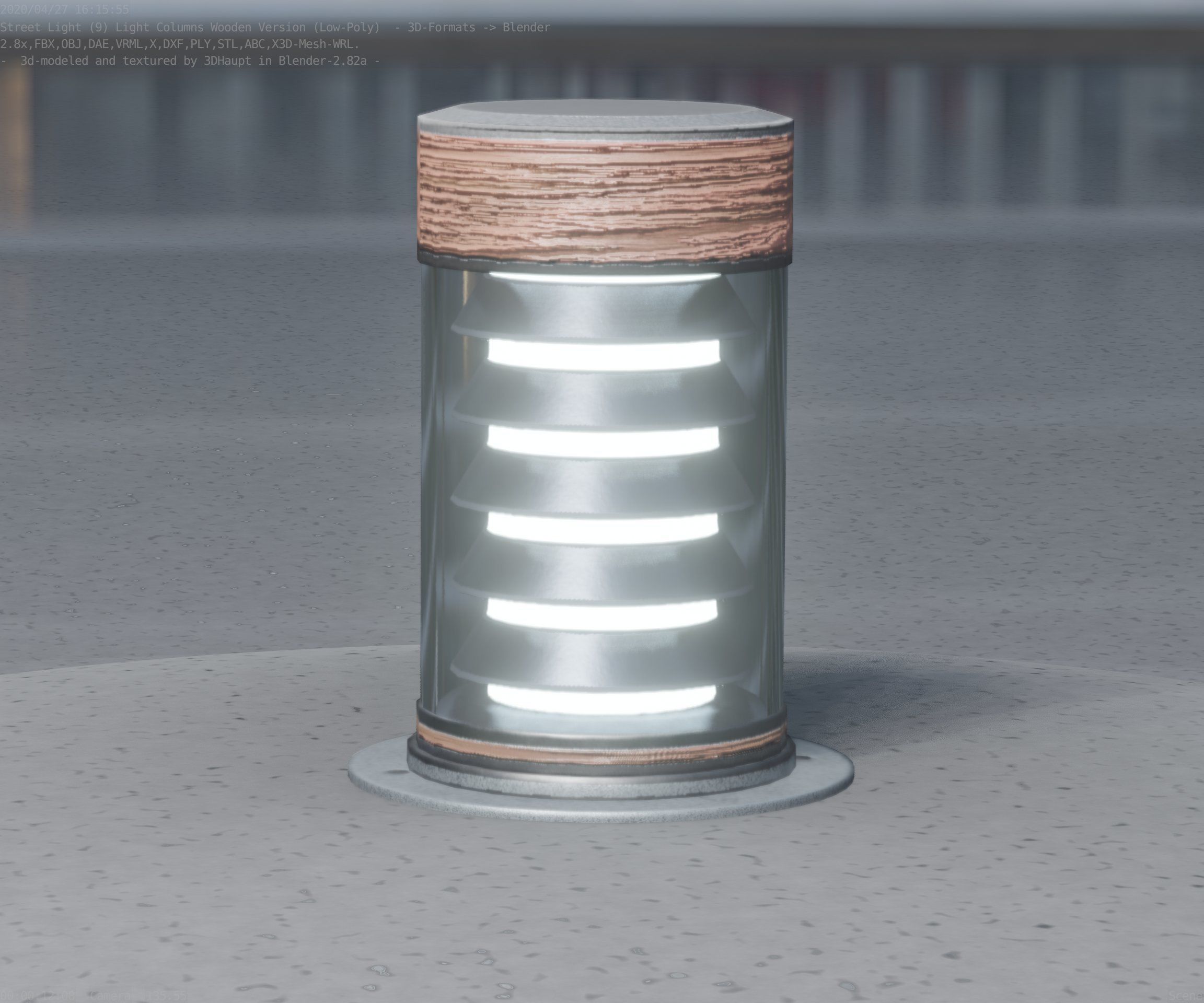 Wooden Light-Column 3 - Low-Poly Street-Light Set-9 Low-poly 3D model_96