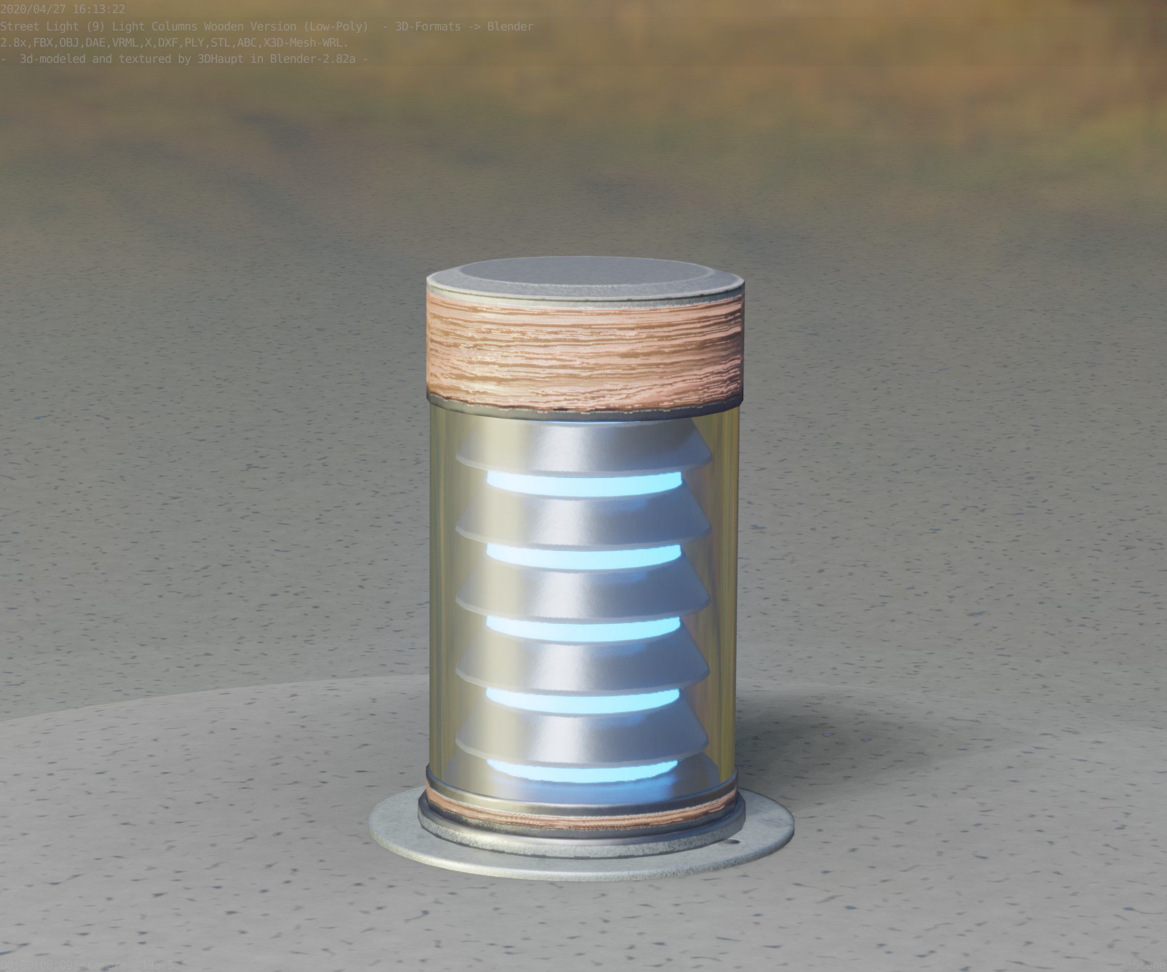 Wooden Light-Column 3 - Low-Poly Street-Light Set-9 Low-poly 3D model_1