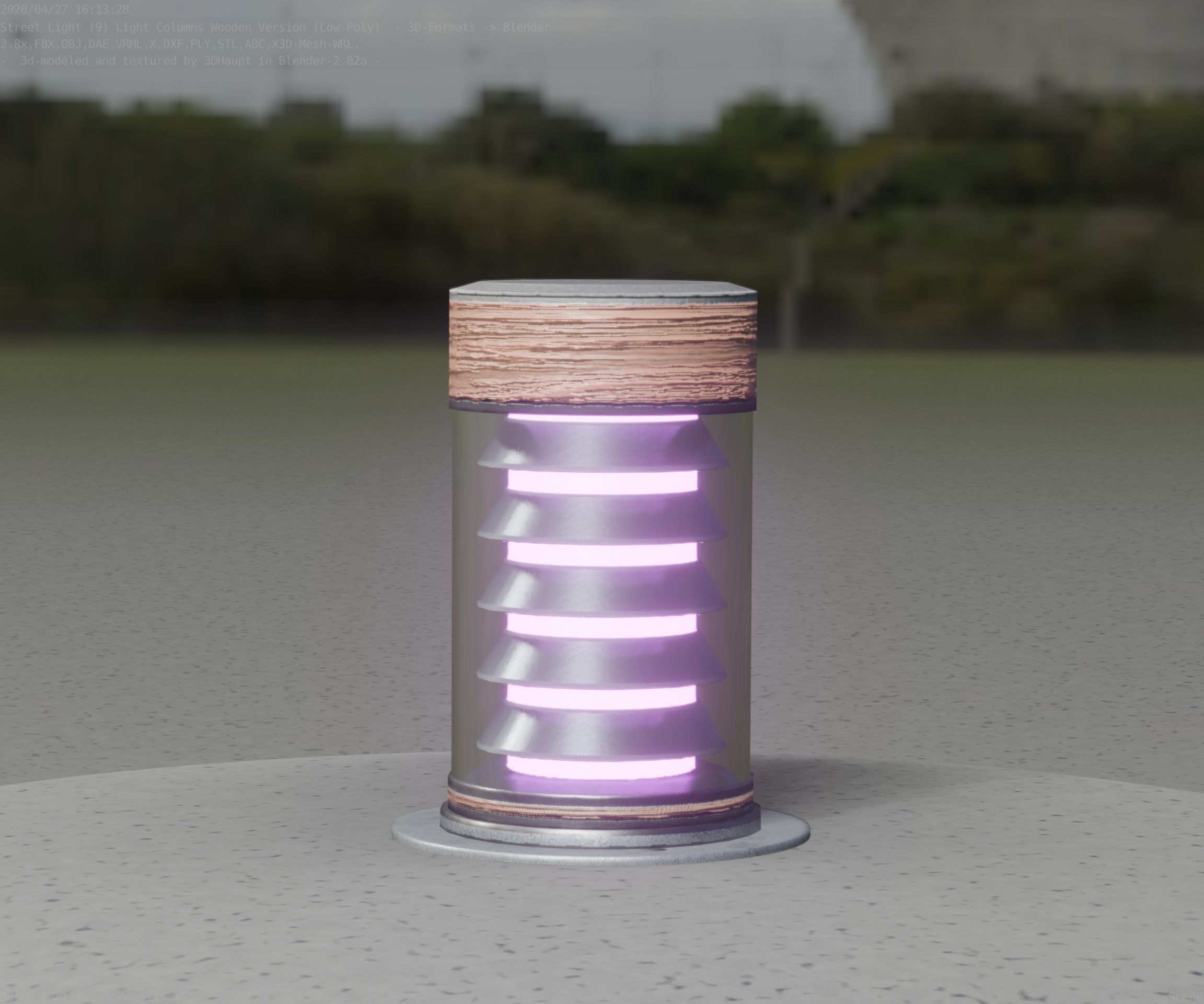 Wooden Light-Column 3 - Low-Poly Street-Light Set-9 Low-poly 3D model_5