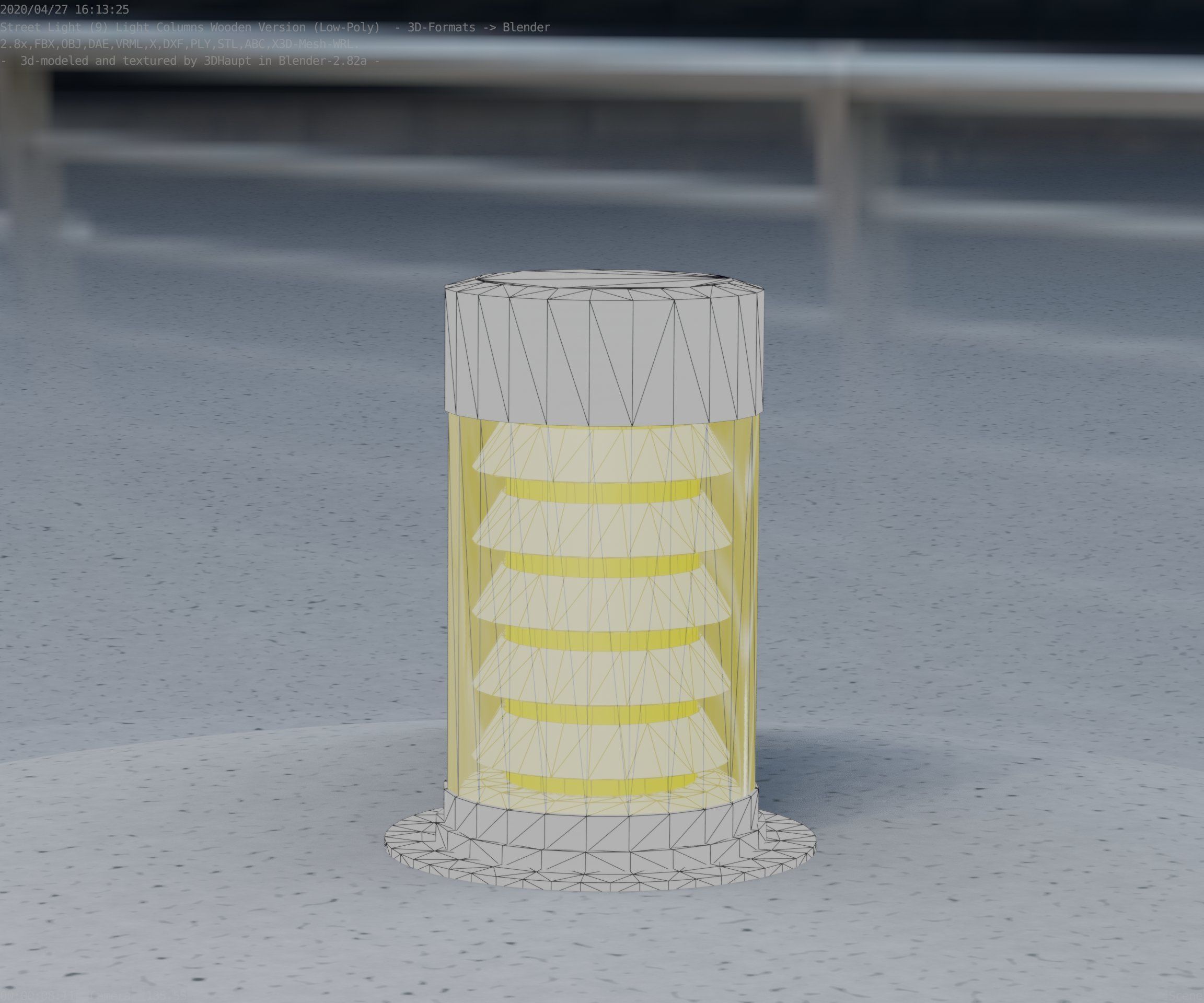 Wooden Light-Column 3 - Low-Poly Street-Light Set-9 Low-poly 3D model_3