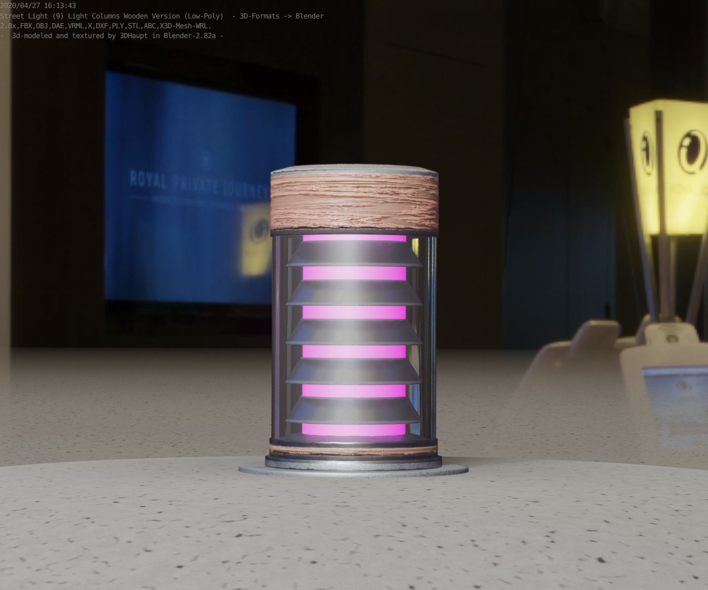 Wooden Light-Column 3 - Low-Poly Street-Light Set-9 Low-poly 3D model_16