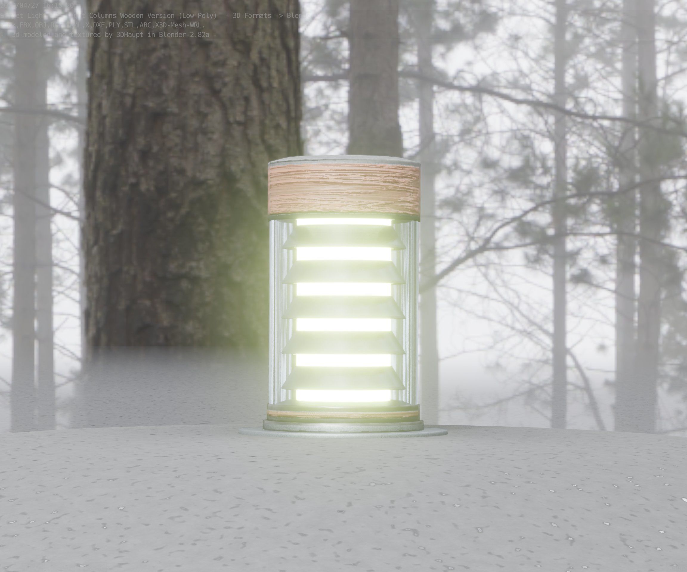 Wooden Light-Column 3 - Low-Poly Street-Light Set-9 Low-poly 3D model_73