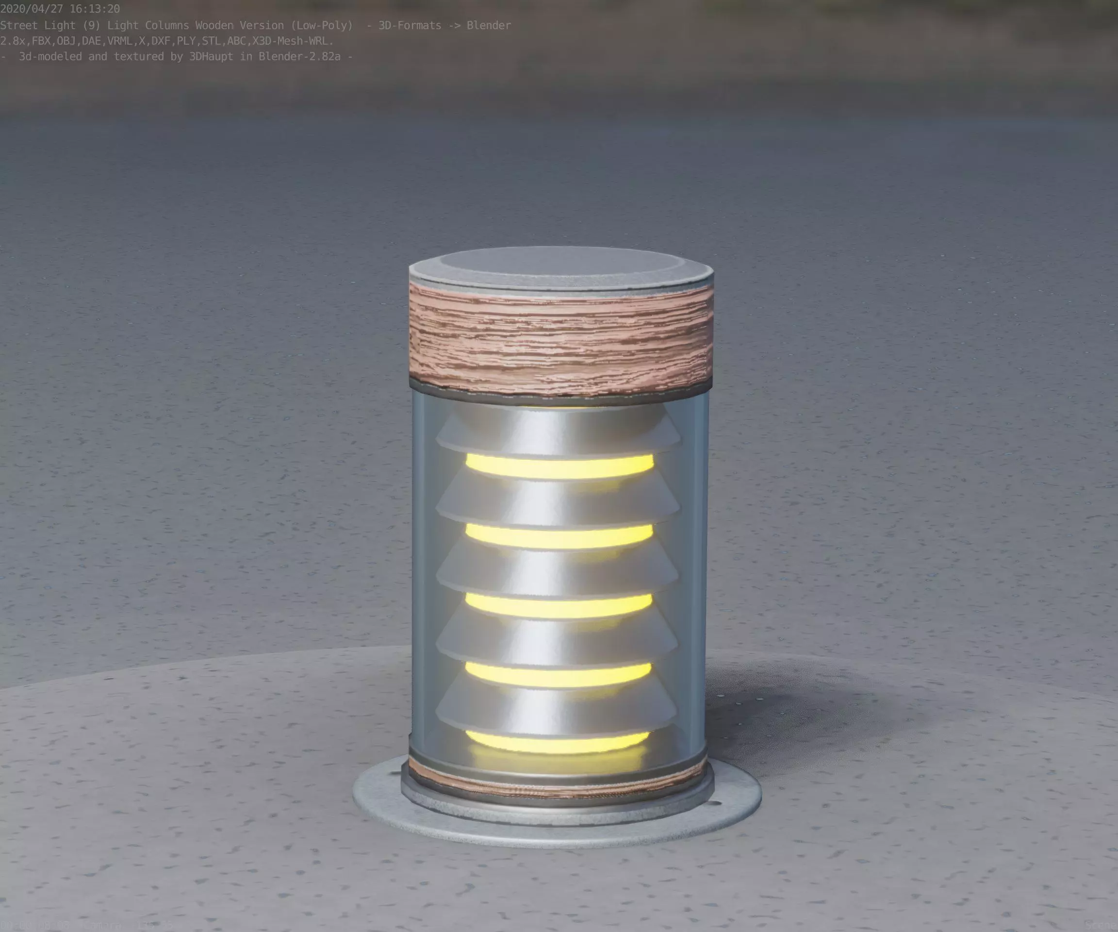 Wooden Light-Column 3 - Low-Poly Street-Light Set-9 Low-poly 3D model_0