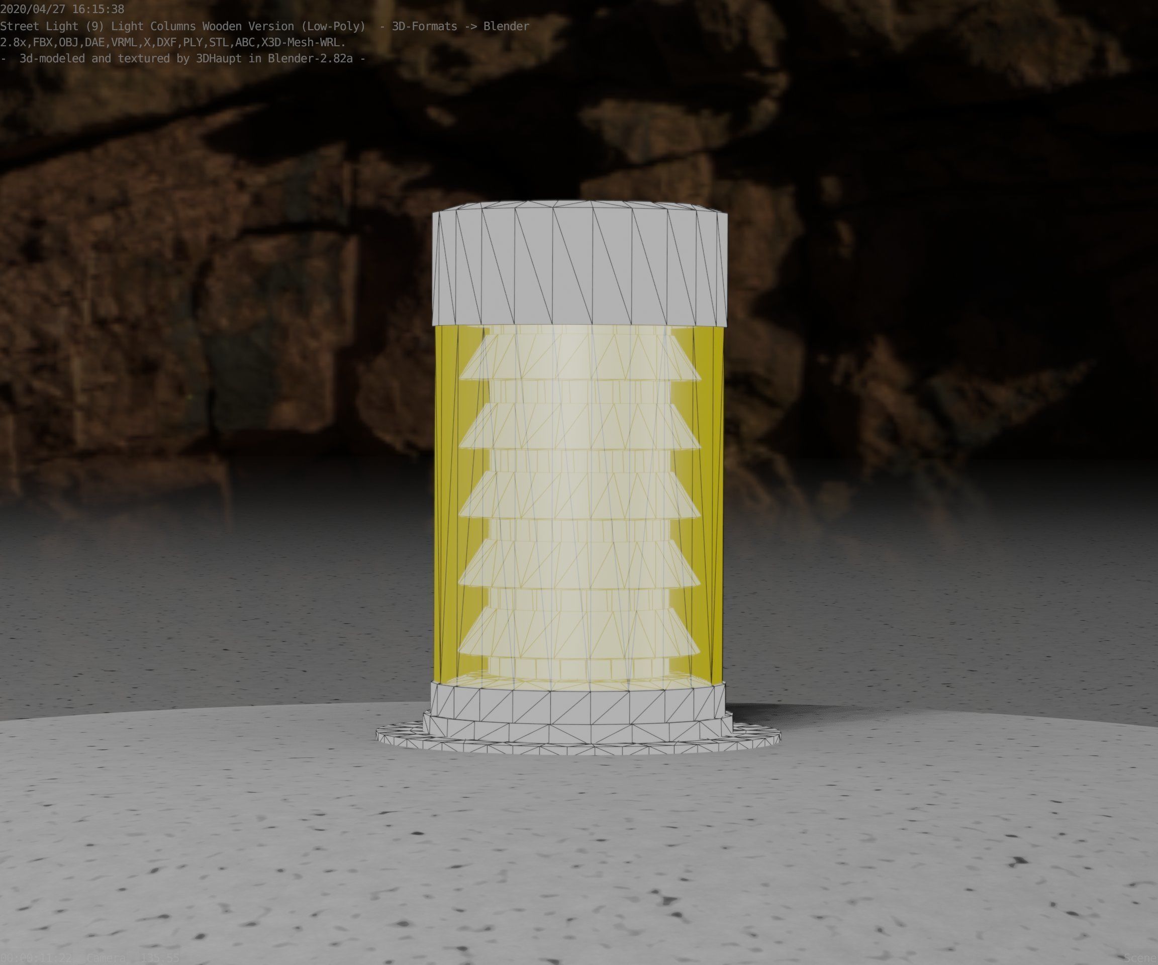 Wooden Light-Column 3 - Low-Poly Street-Light Set-9 Low-poly 3D model_86