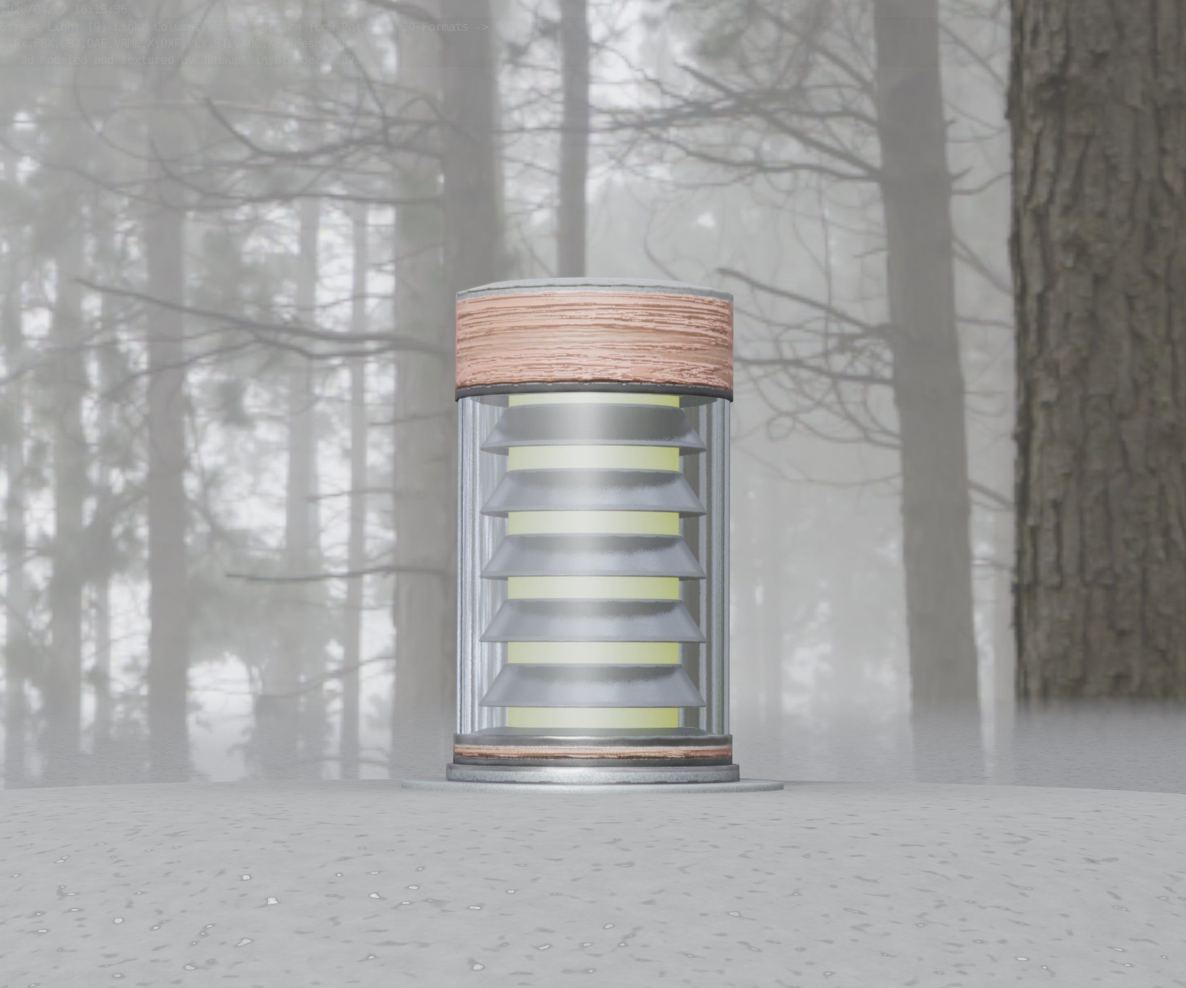 Wooden Light-Column 3 - Low-Poly Street-Light Set-9 Low-poly 3D model_11