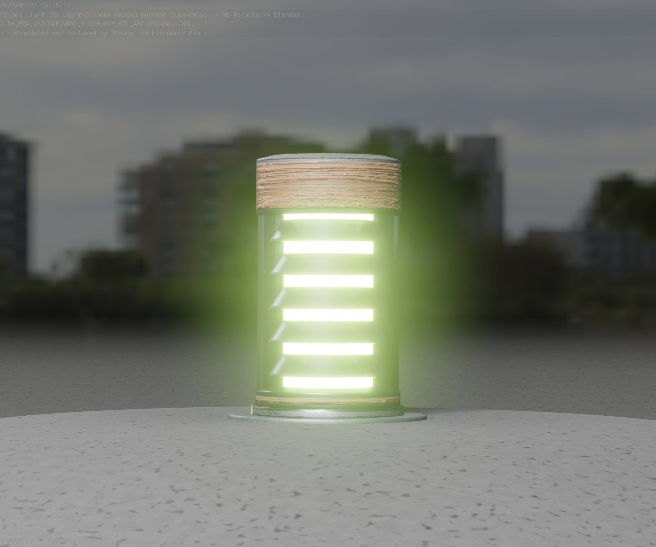 Wooden Light-Column 3 - Low-Poly Street-Light Set-9 Low-poly 3D model_67