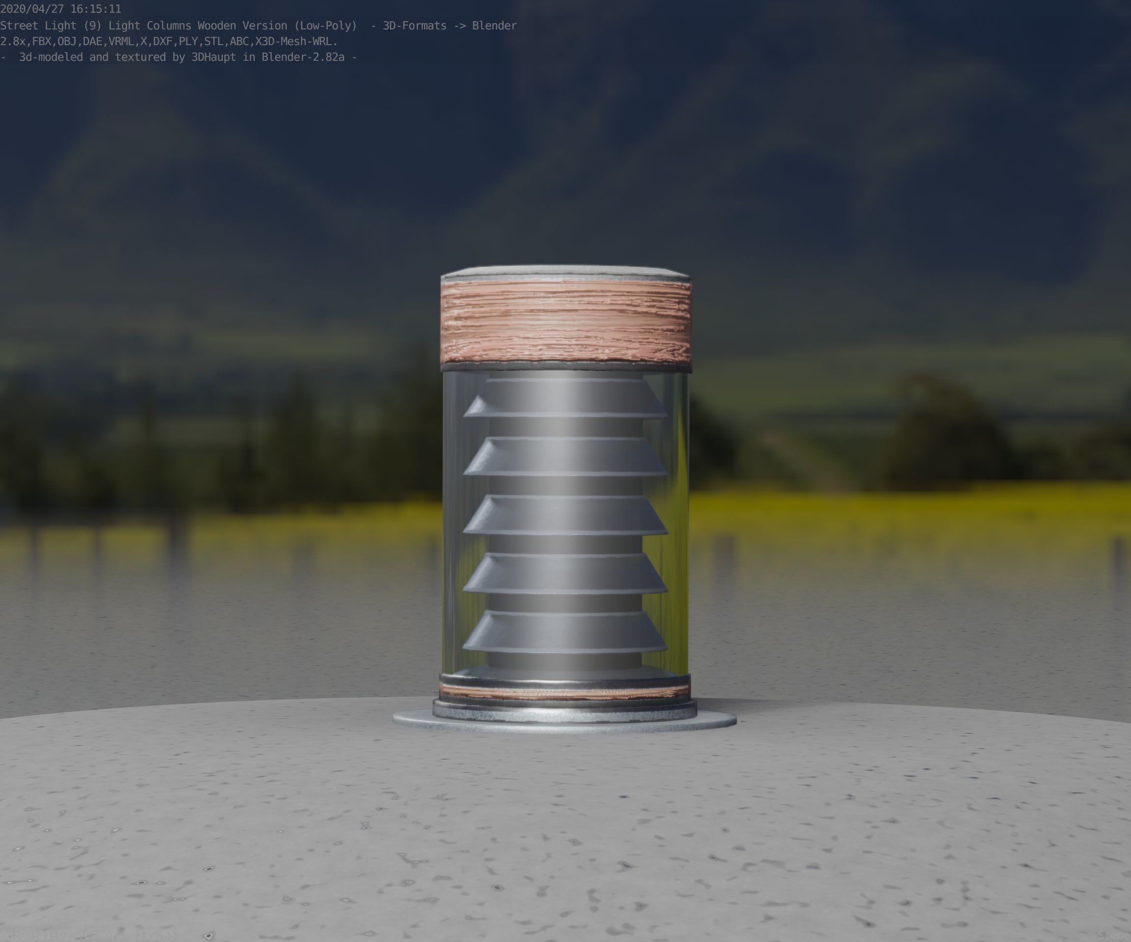 Wooden Light-Column 3 - Low-Poly Street-Light Set-9 Low-poly 3D model_66