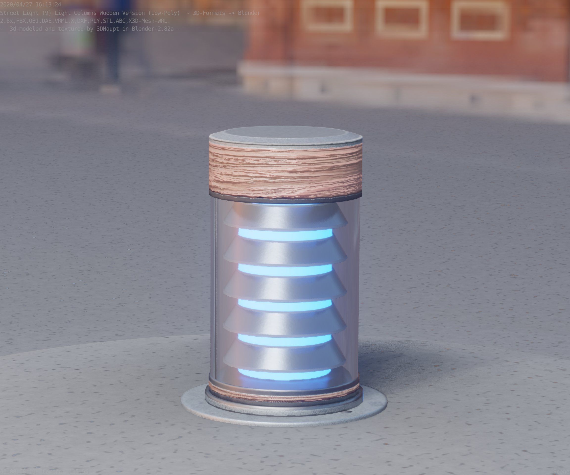 Wooden Light-Column 3 - Low-Poly Street-Light Set-9 Low-poly 3D model_2