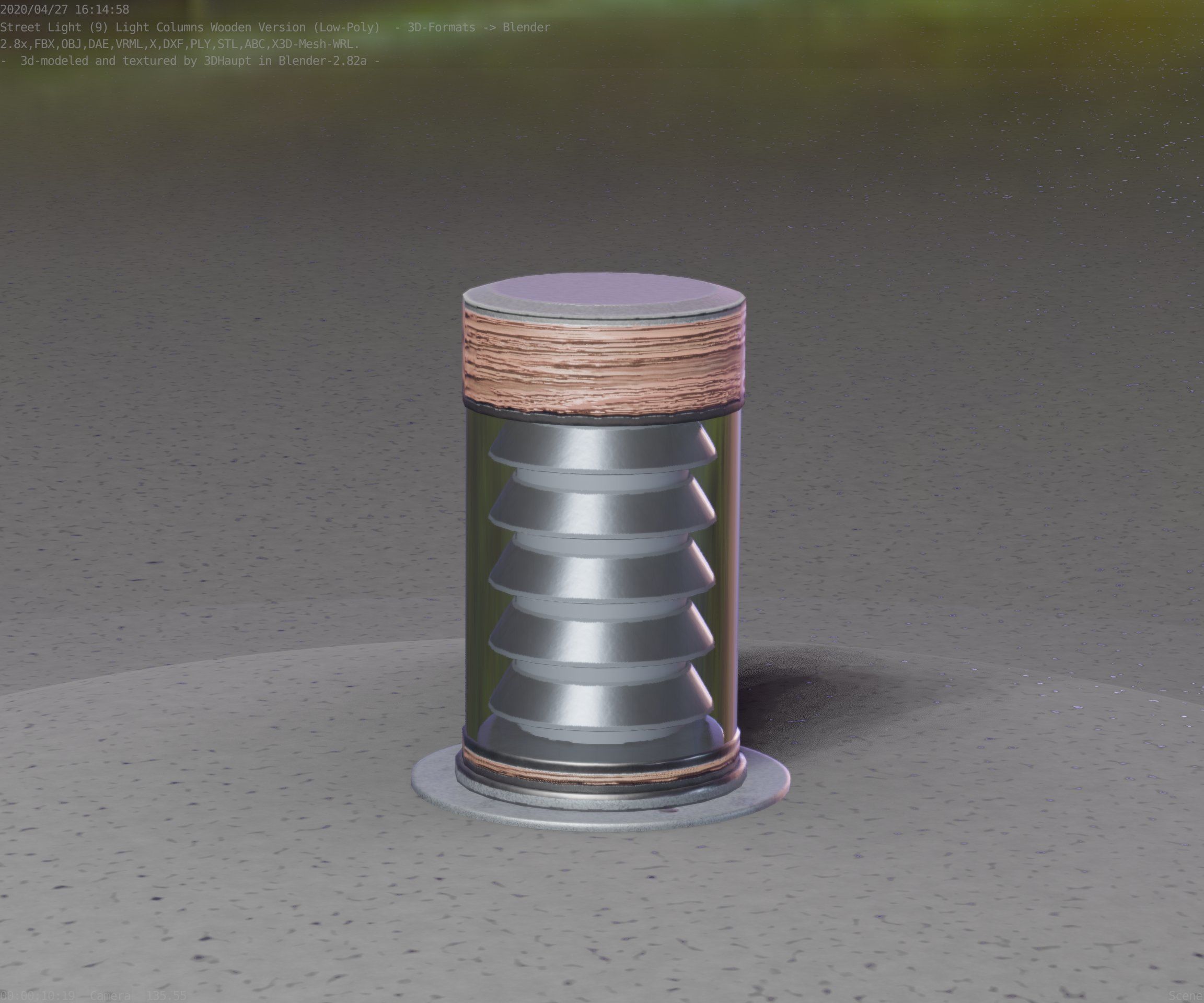 Wooden Light-Column 3 - Low-Poly Street-Light Set-9 Low-poly 3D model_59