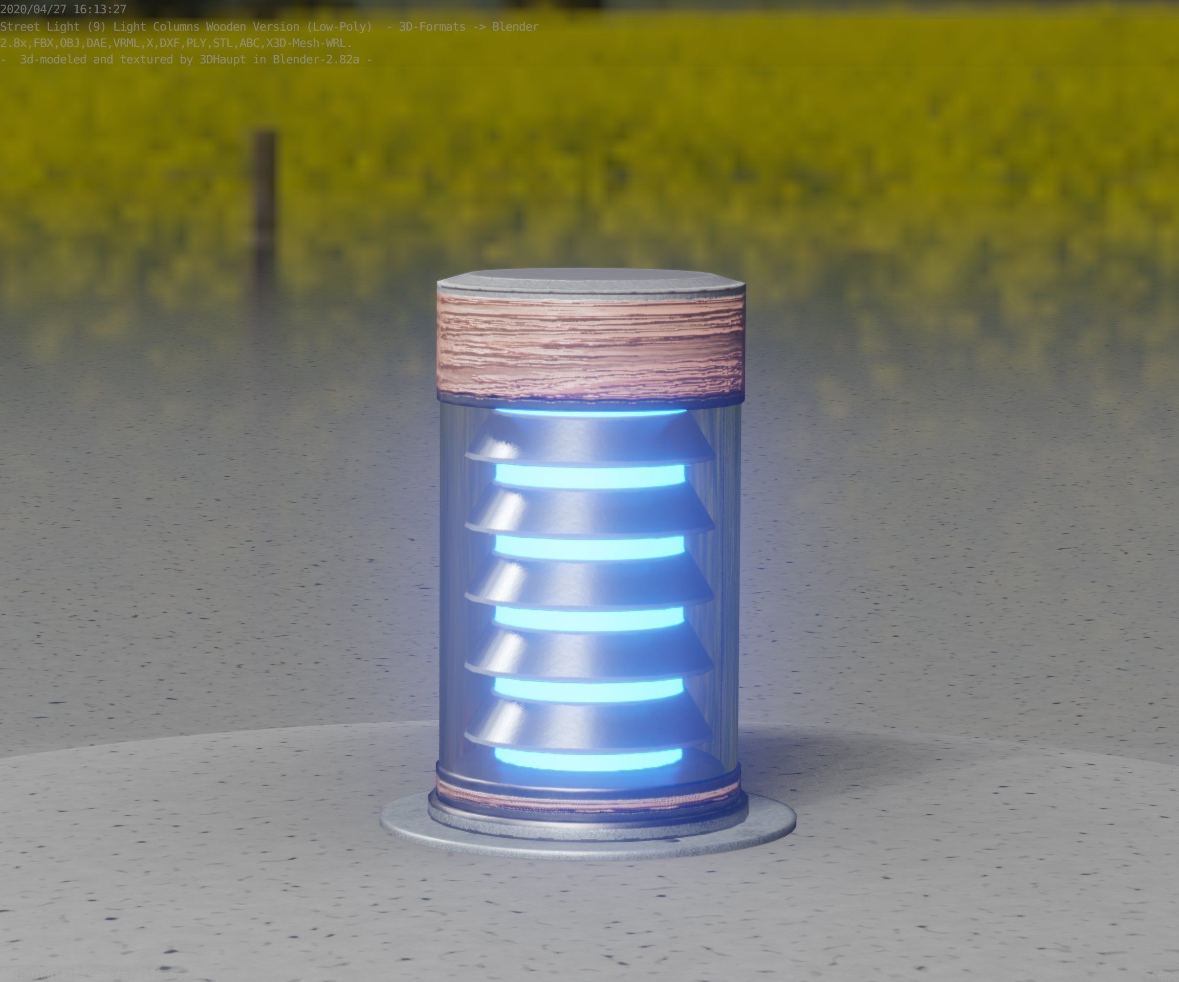 Wooden Light-Column 3 - Low-Poly Street-Light Set-9 Low-poly 3D model_4