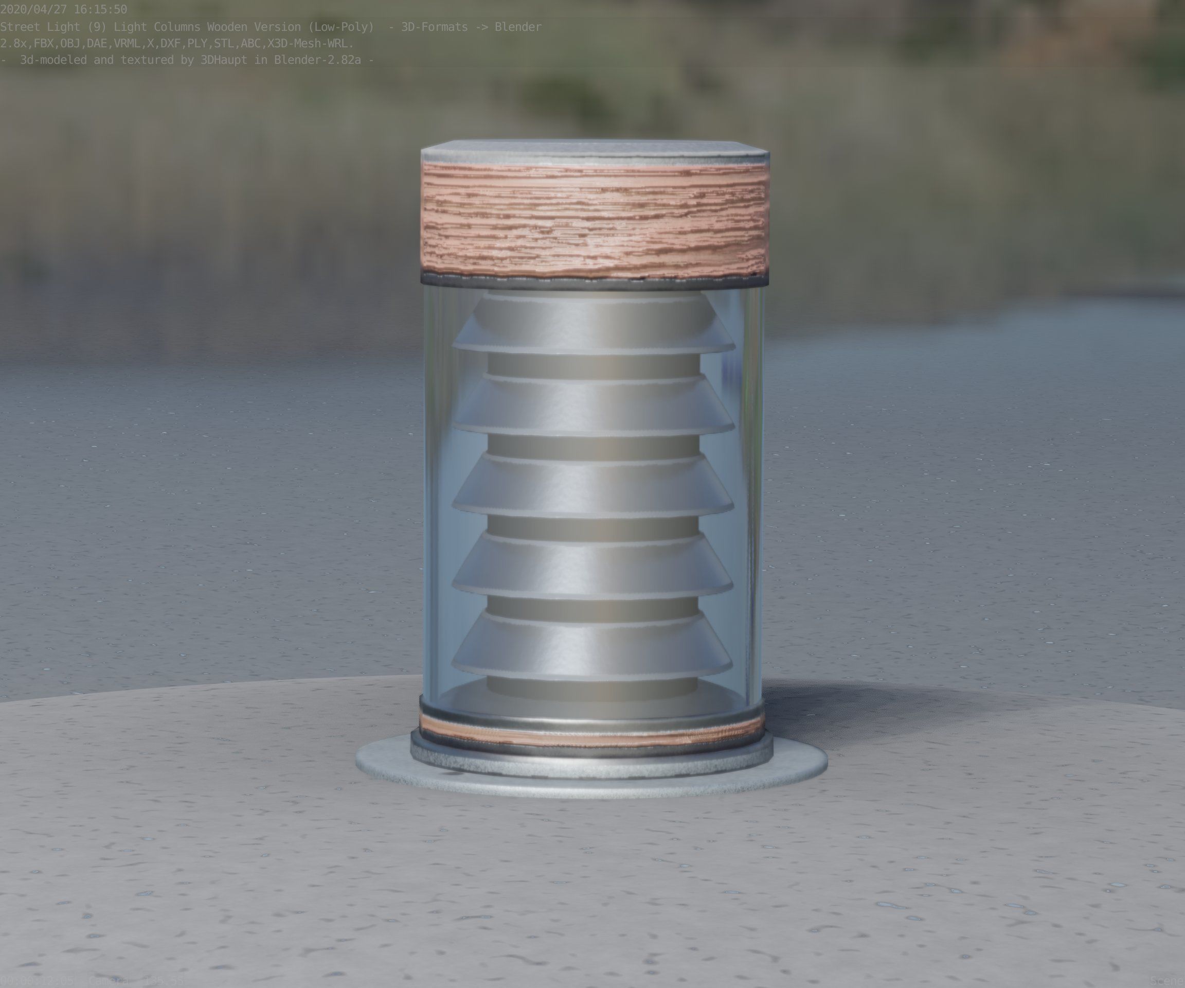 Wooden Light-Column 3 - Low-Poly Street-Light Set-9 Low-poly 3D model_93