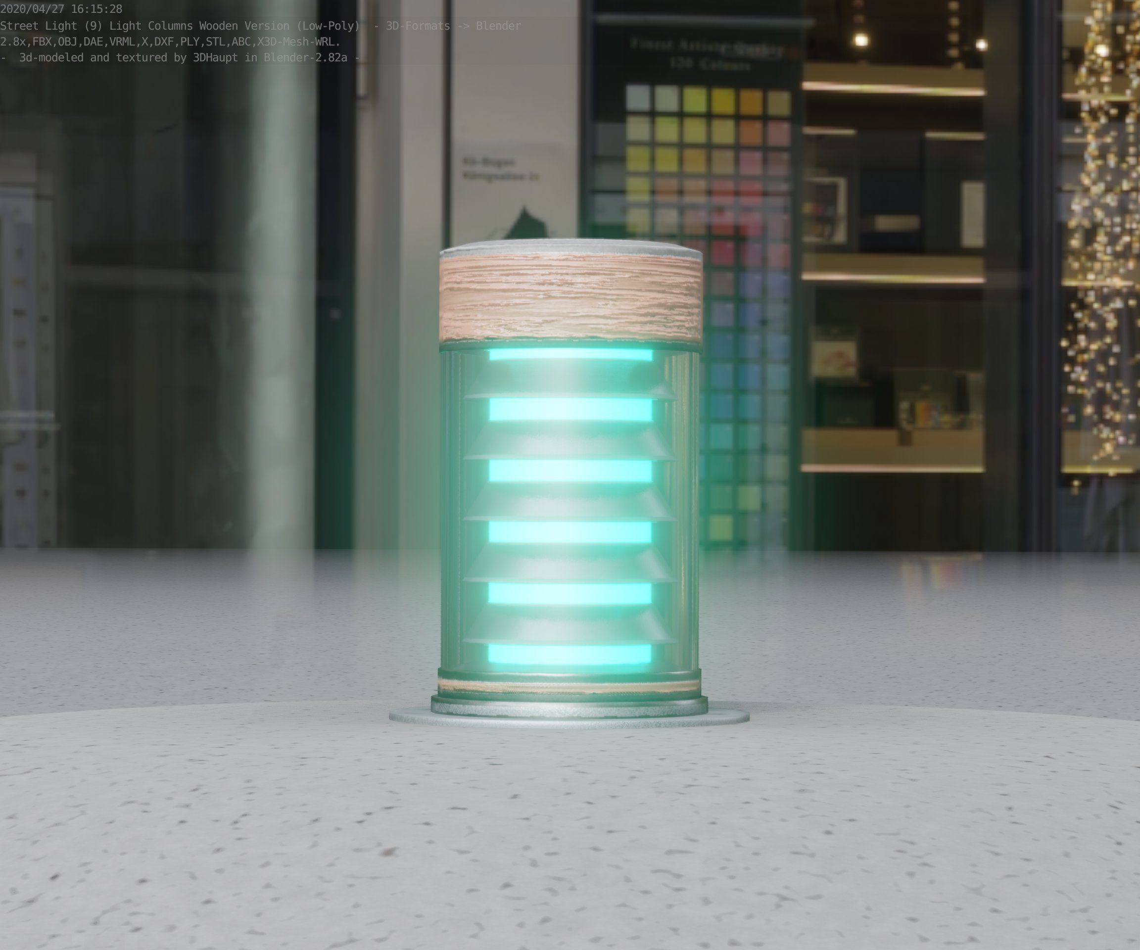 Wooden Light-Column 3 - Low-Poly Street-Light Set-9 Low-poly 3D model_79