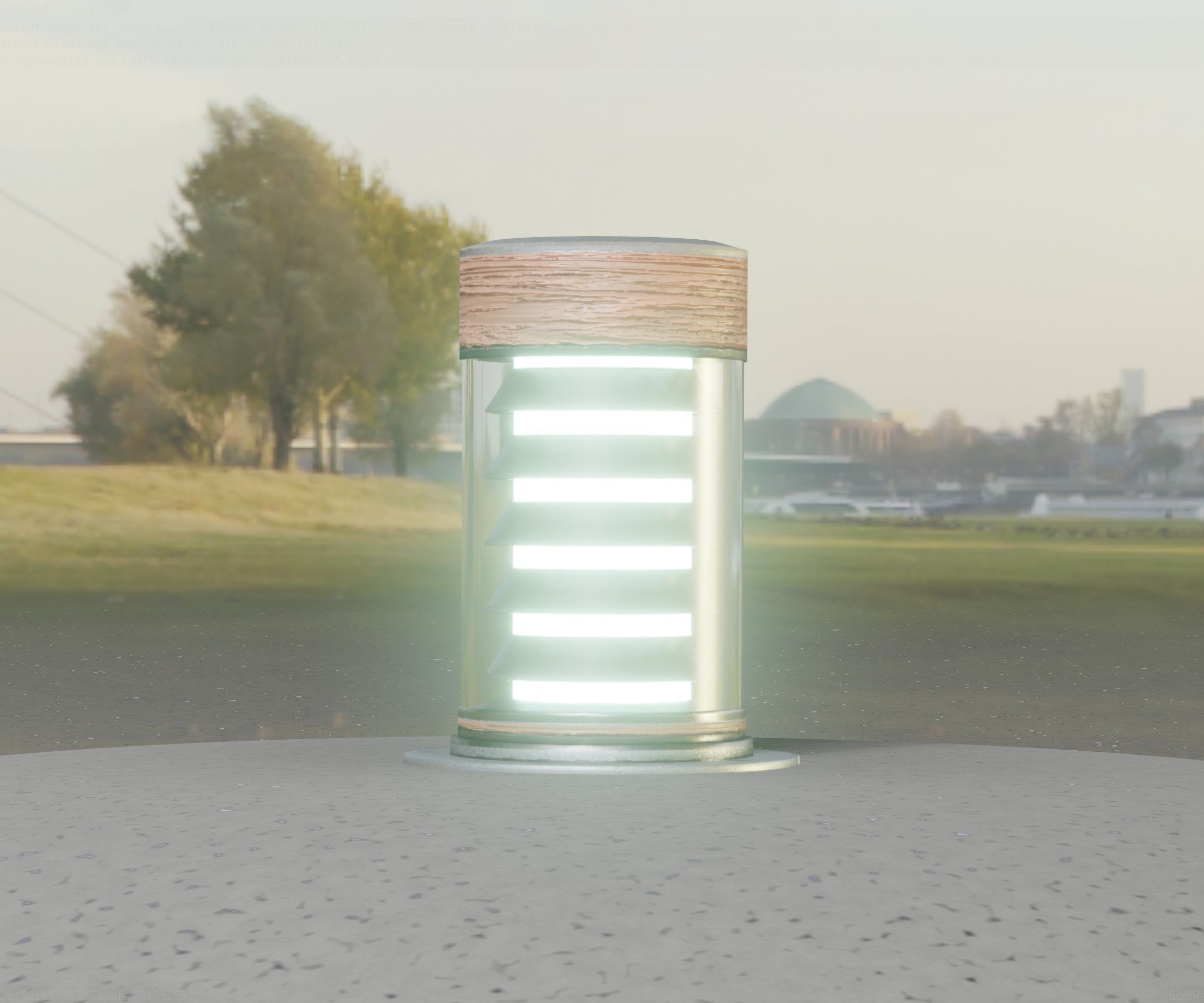 Wooden Light-Column 3 - Low-Poly Street-Light Set-9 Low-poly 3D model_82