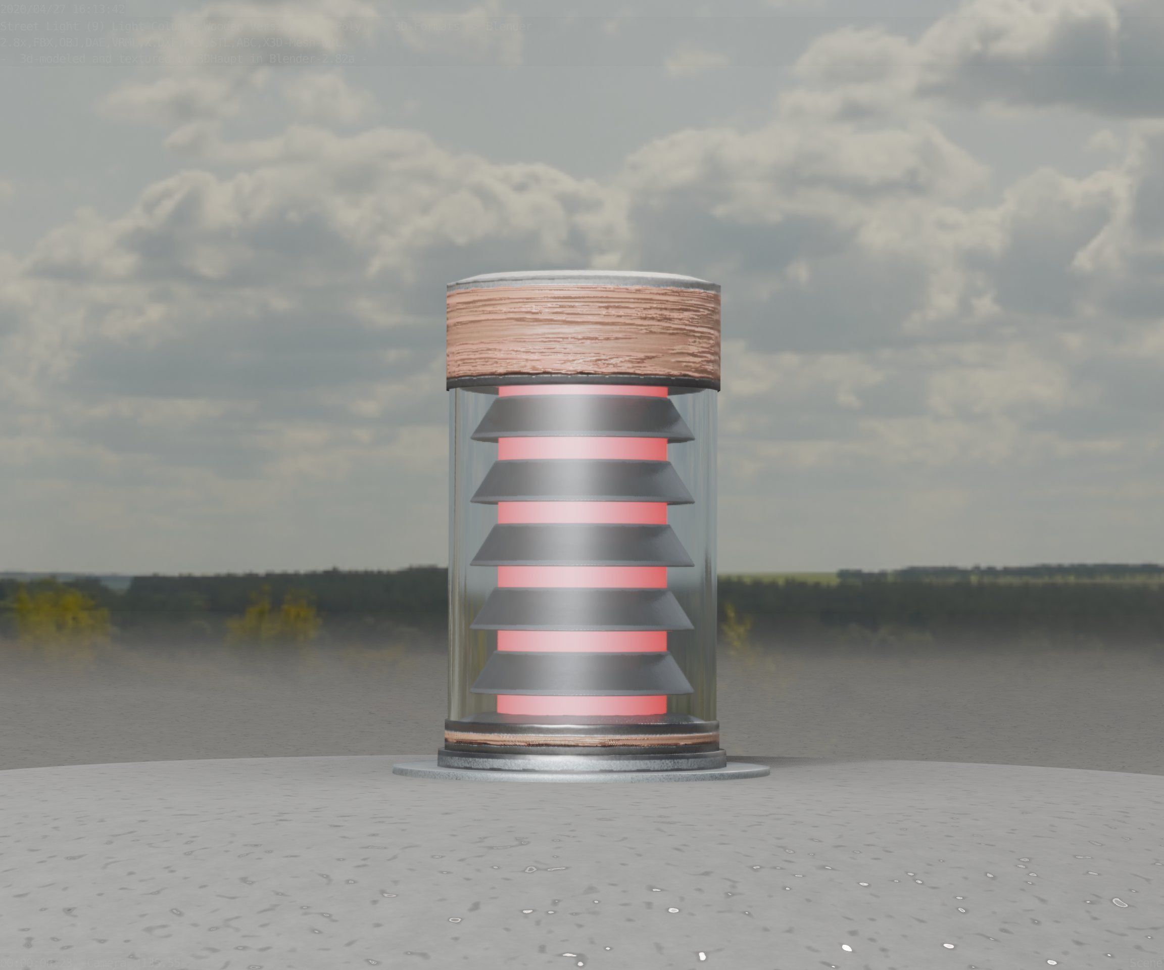 Wooden Light-Column 3 - Low-Poly Street-Light Set-9 Low-poly 3D model_15