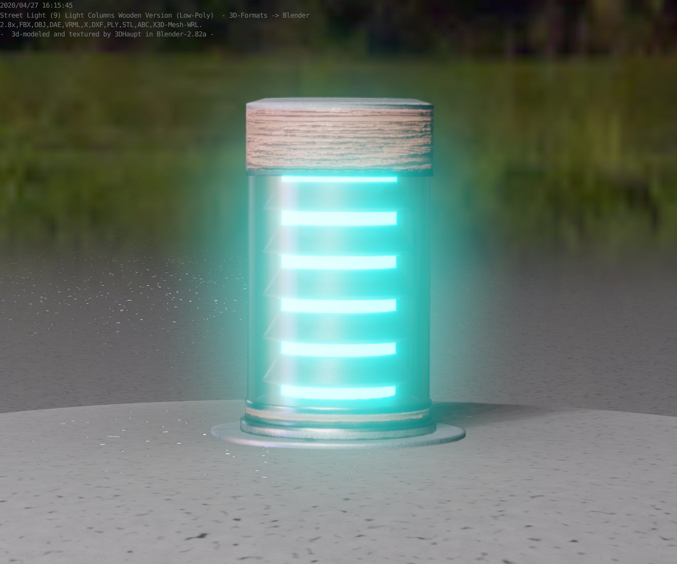 Wooden Light-Column 3 - Low-Poly Street-Light Set-9 Low-poly 3D model_90