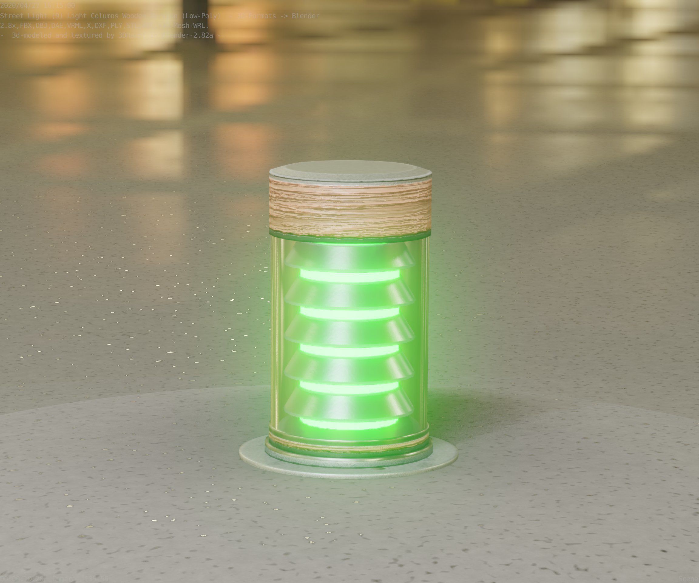 Wooden Light-Column 3 - Low-Poly Street-Light Set-9 Low-poly 3D model_60