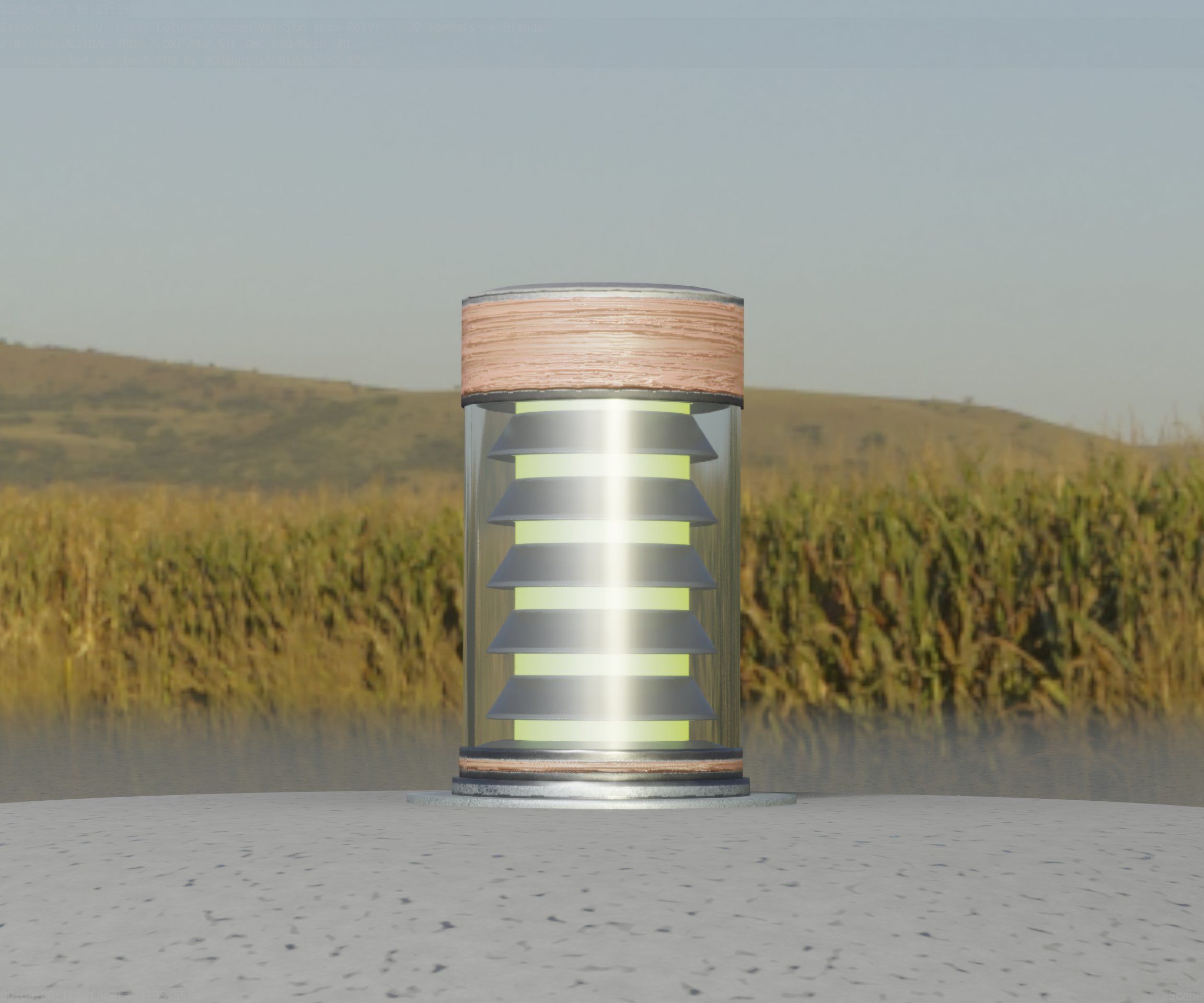 Wooden Light-Column 3 - Low-Poly Street-Light Set-9 Low-poly 3D model_10