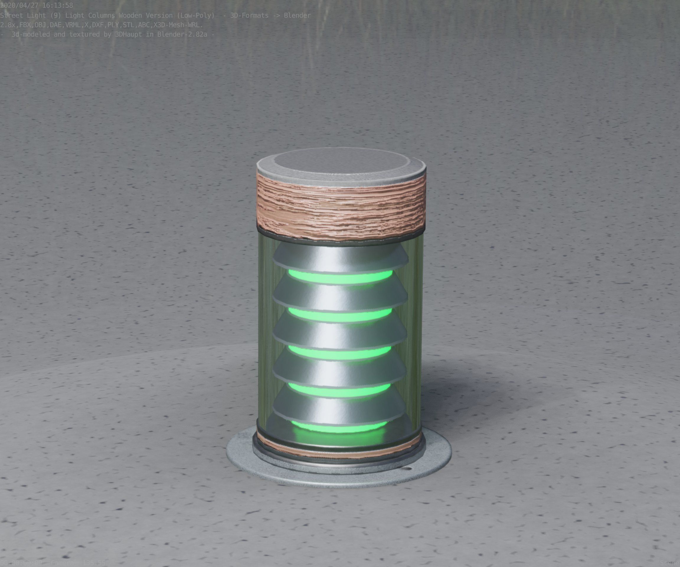 Wooden Light-Column 3 - Low-Poly Street-Light Set-9 Low-poly 3D model_25