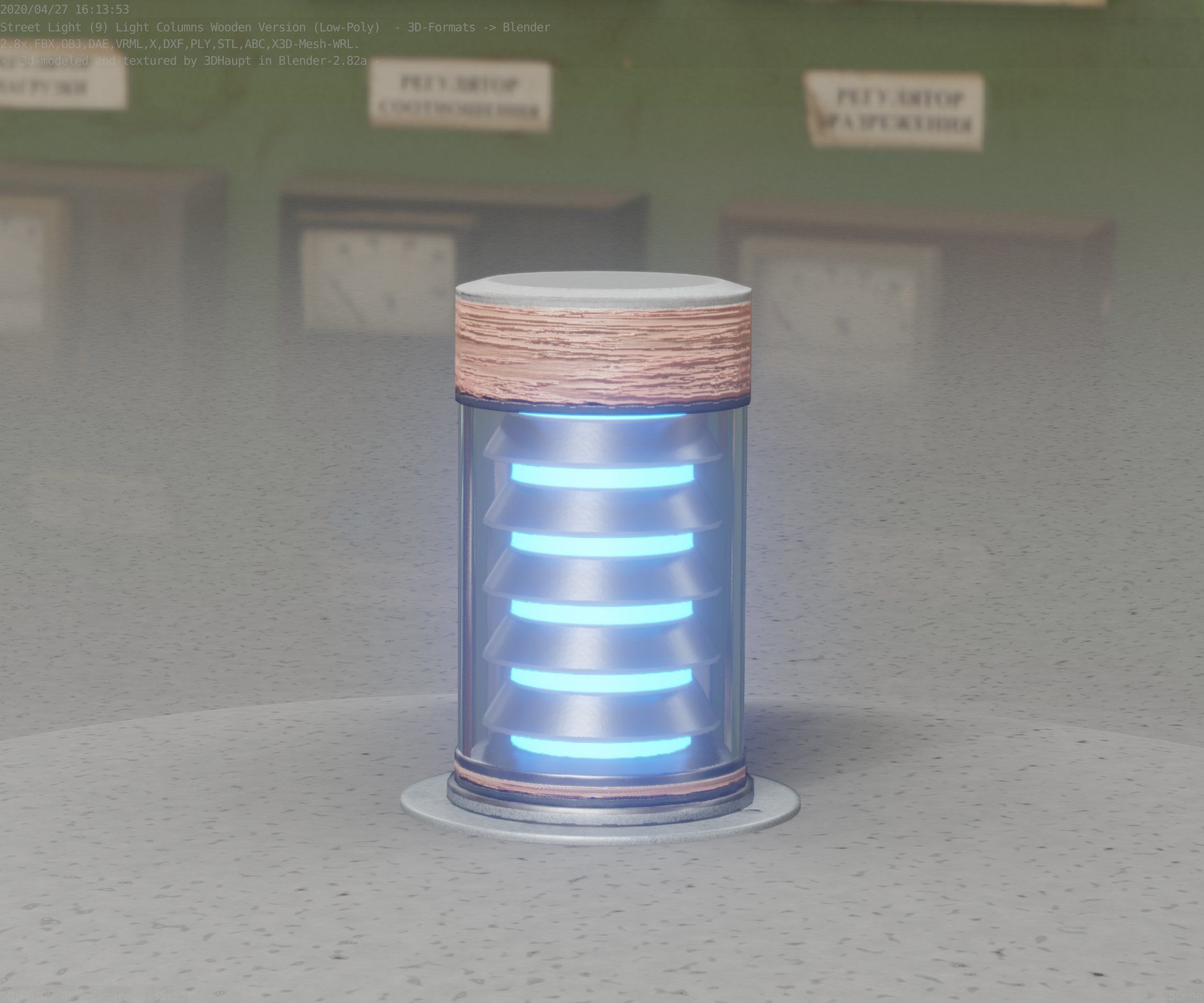 Wooden Light-Column 3 - Low-Poly Street-Light Set-9 Low-poly 3D model_22