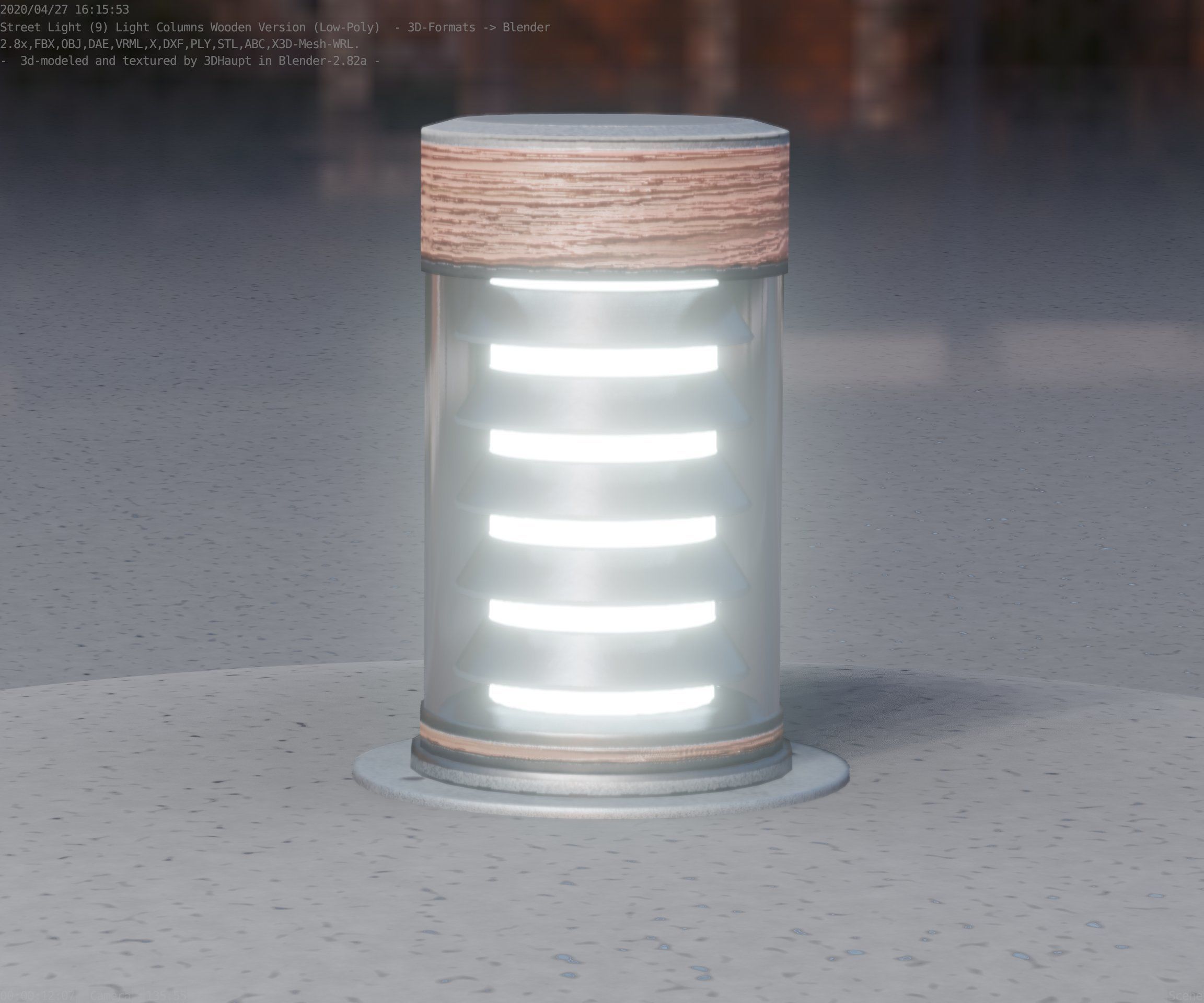 Wooden Light-Column 3 - Low-Poly Street-Light Set-9 Low-poly 3D model_95