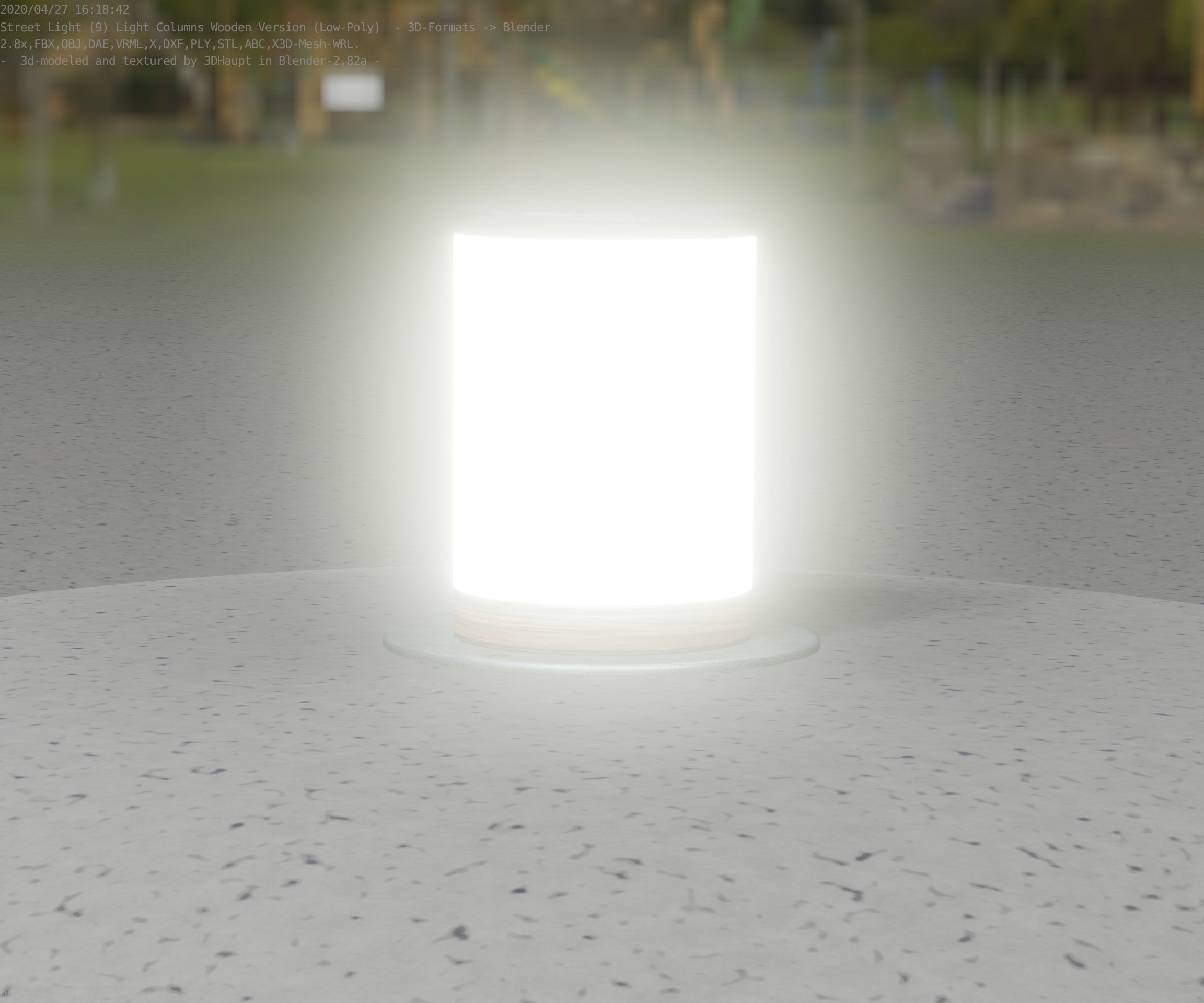 Light Column made of wood 4 - Low-Poly Street-Light Set-9 Low-poly 3D model_91