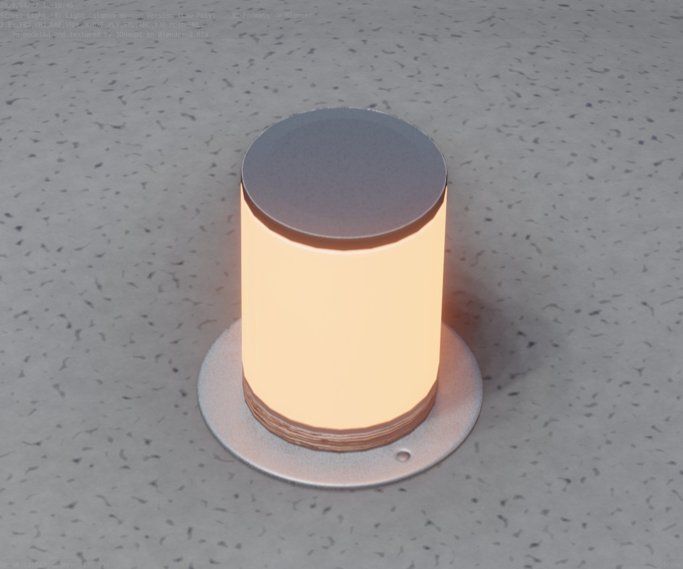 Light Column made of wood 4 - Low-Poly Street-Light Set-9 Low-poly 3D model_26