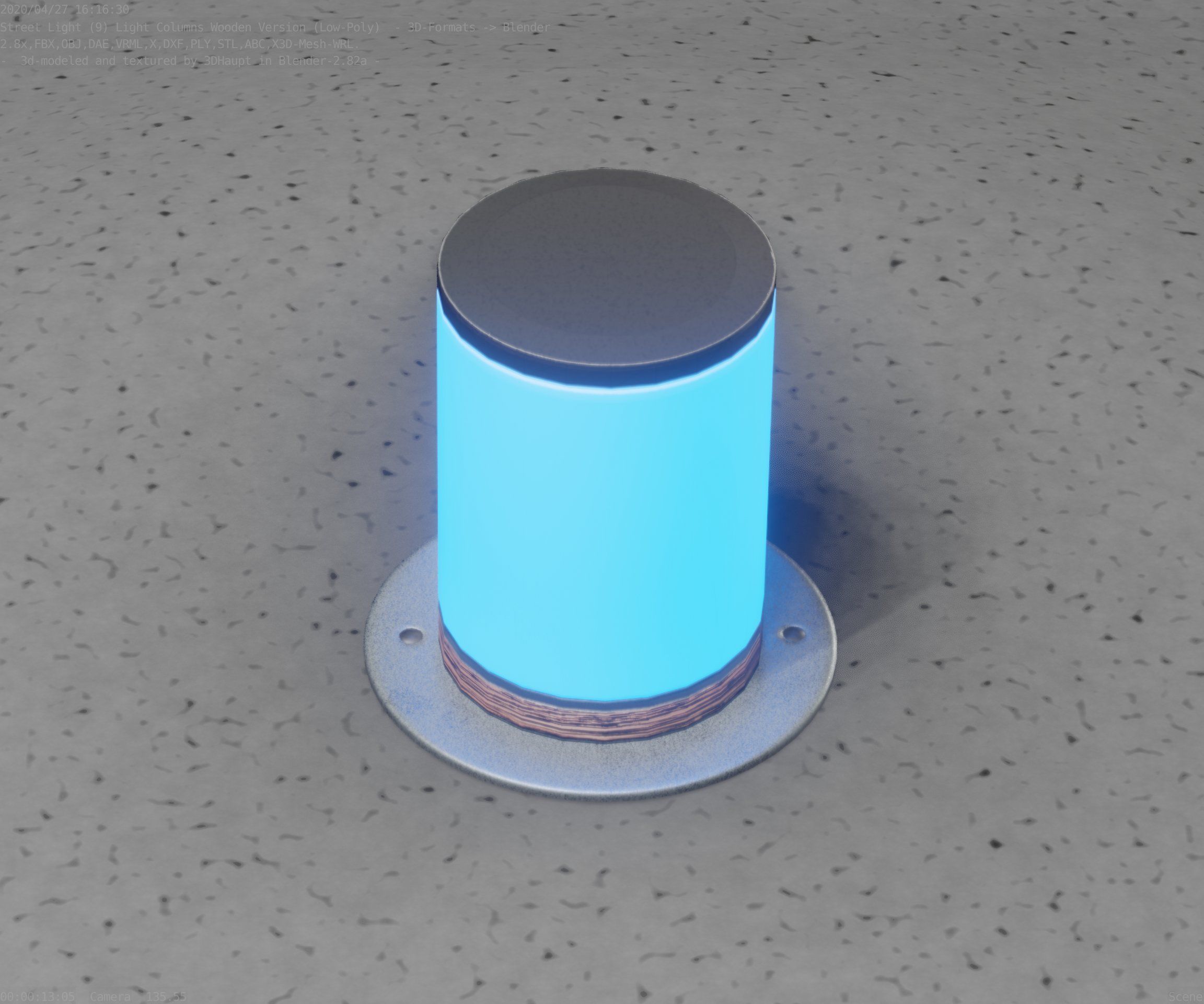 Light Column made of wood 4 - Low-Poly Street-Light Set-9 Low-poly 3D model_17