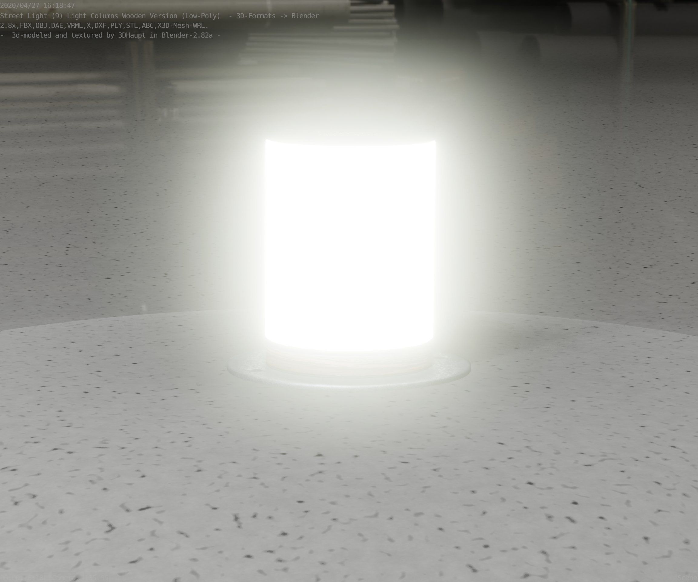 Light Column made of wood 4 - Low-Poly Street-Light Set-9 Low-poly 3D model_94