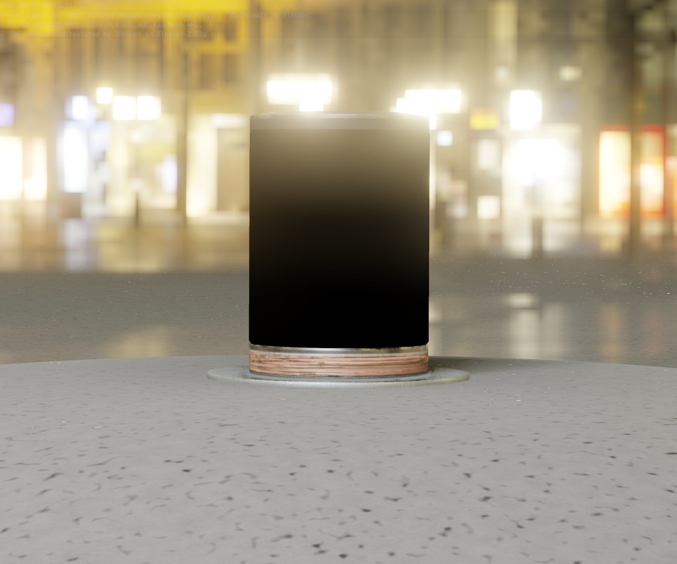 Light Column made of wood 4 - Low-Poly Street-Light Set-9 Low-poly 3D model_84