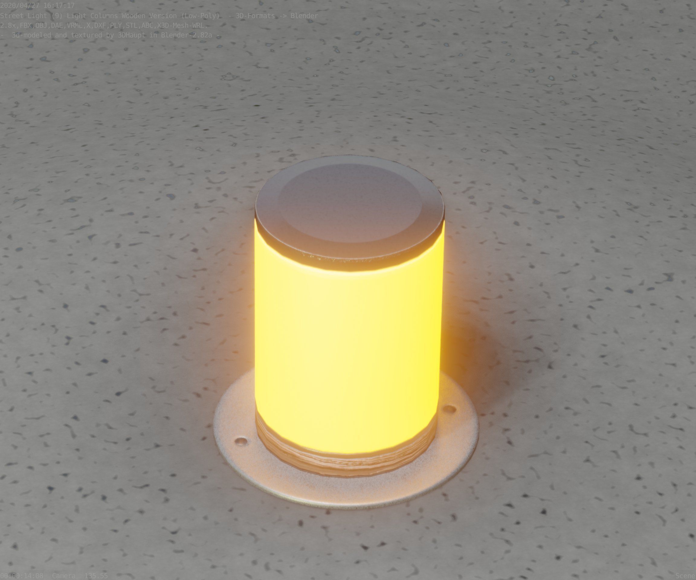 Light Column made of wood 4 - Low-Poly Street-Light Set-9 Low-poly 3D model_44