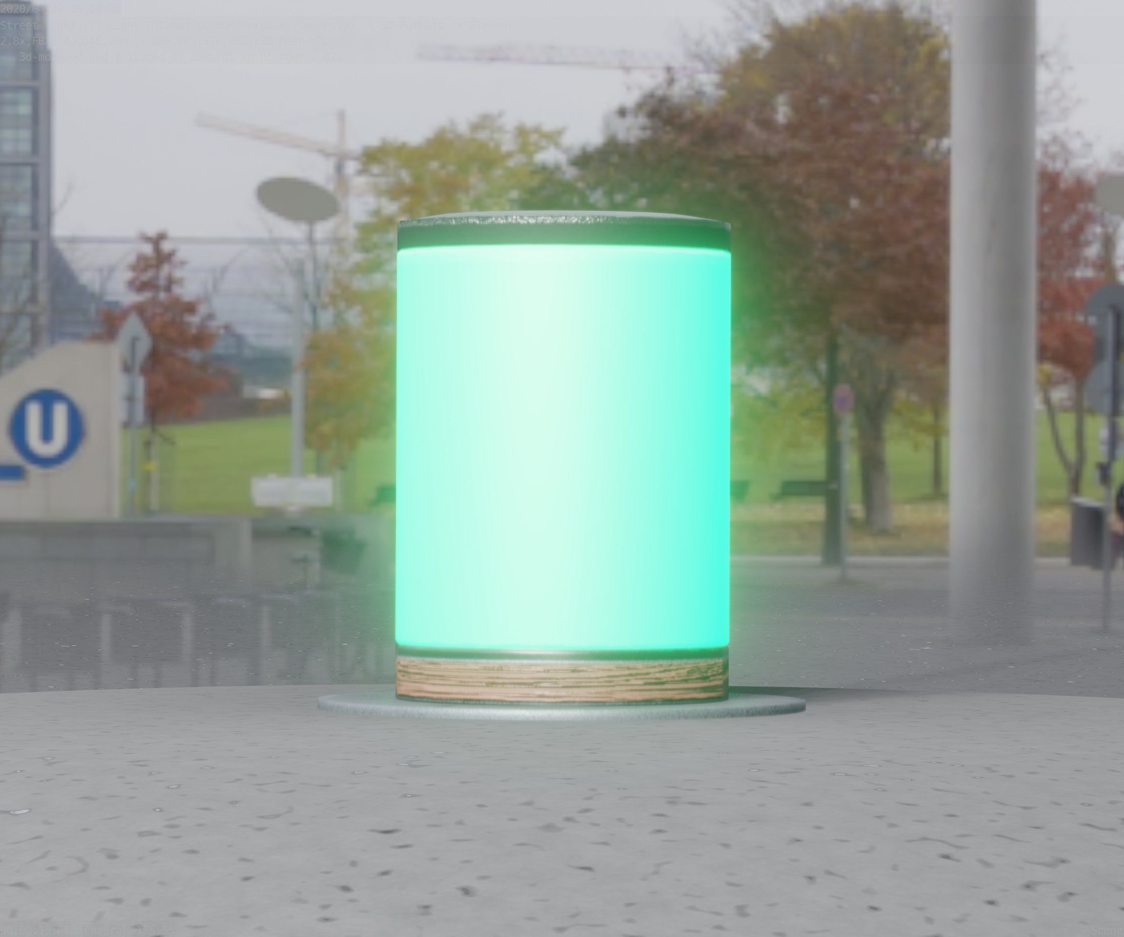 Light Column made of wood 4 - Low-Poly Street-Light Set-9 Low-poly 3D model_68