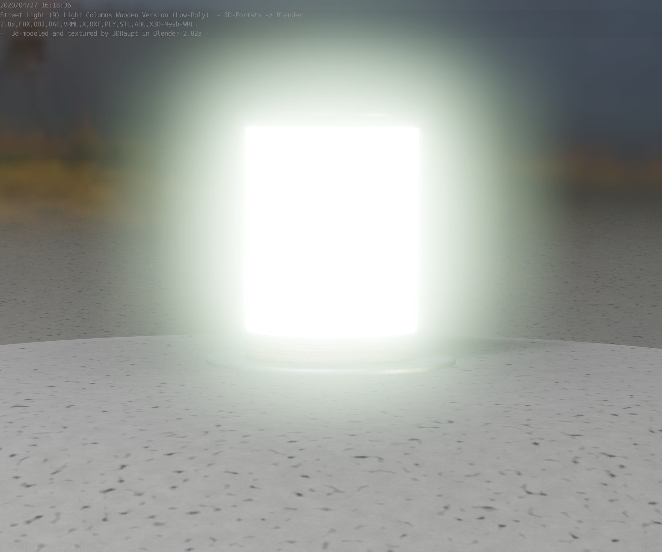 Light Column made of wood 4 - Low-Poly Street-Light Set-9 Low-poly 3D model_87