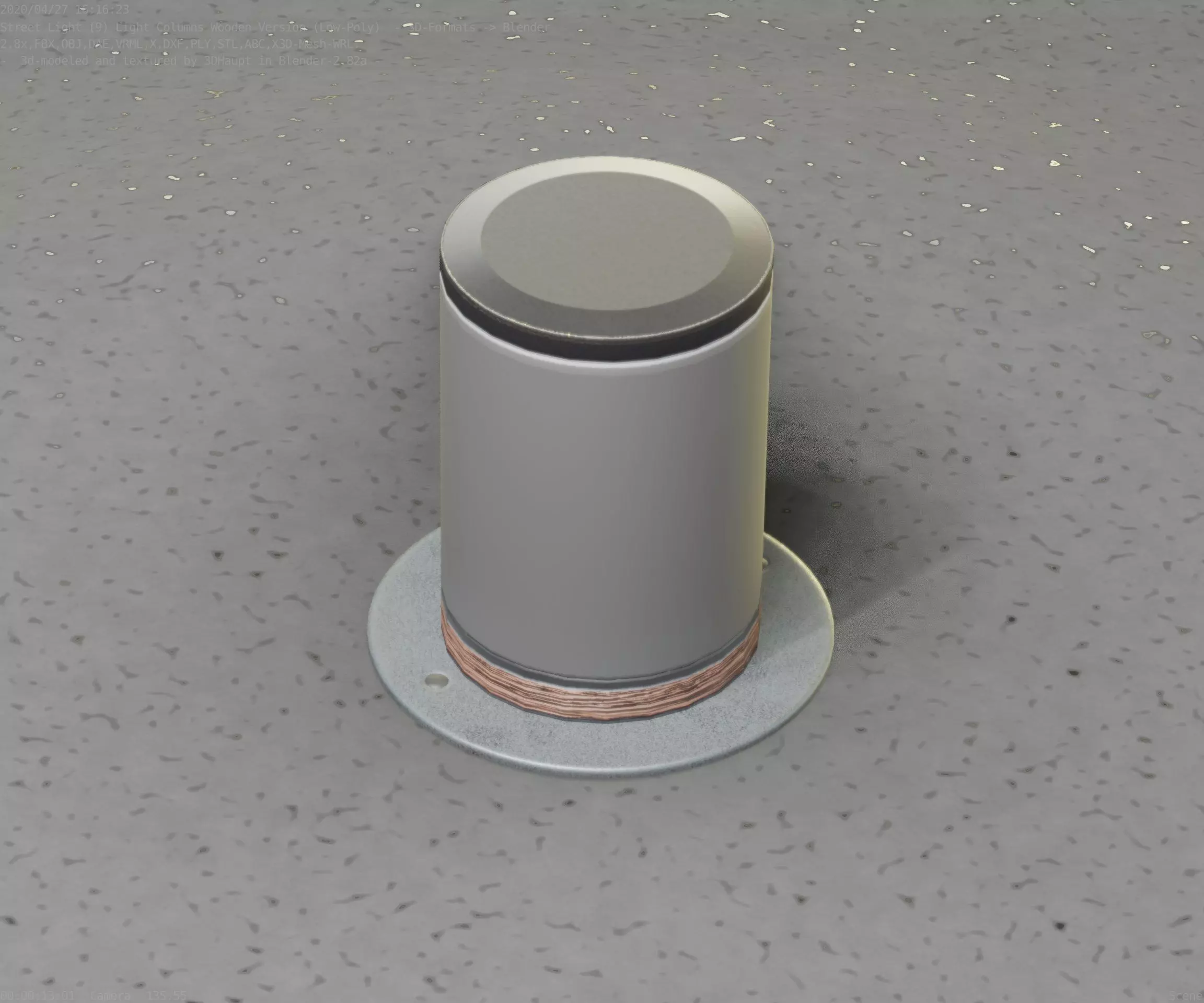 Light Column made of wood 4 - Low-Poly Street-Light Set-9 Low-poly 3D model_0