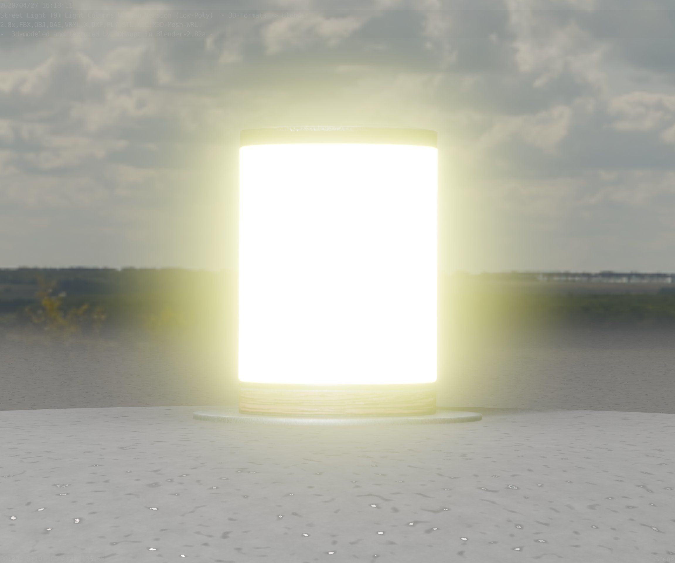 Light Column made of wood 4 - Low-Poly Street-Light Set-9 Low-poly 3D model_70