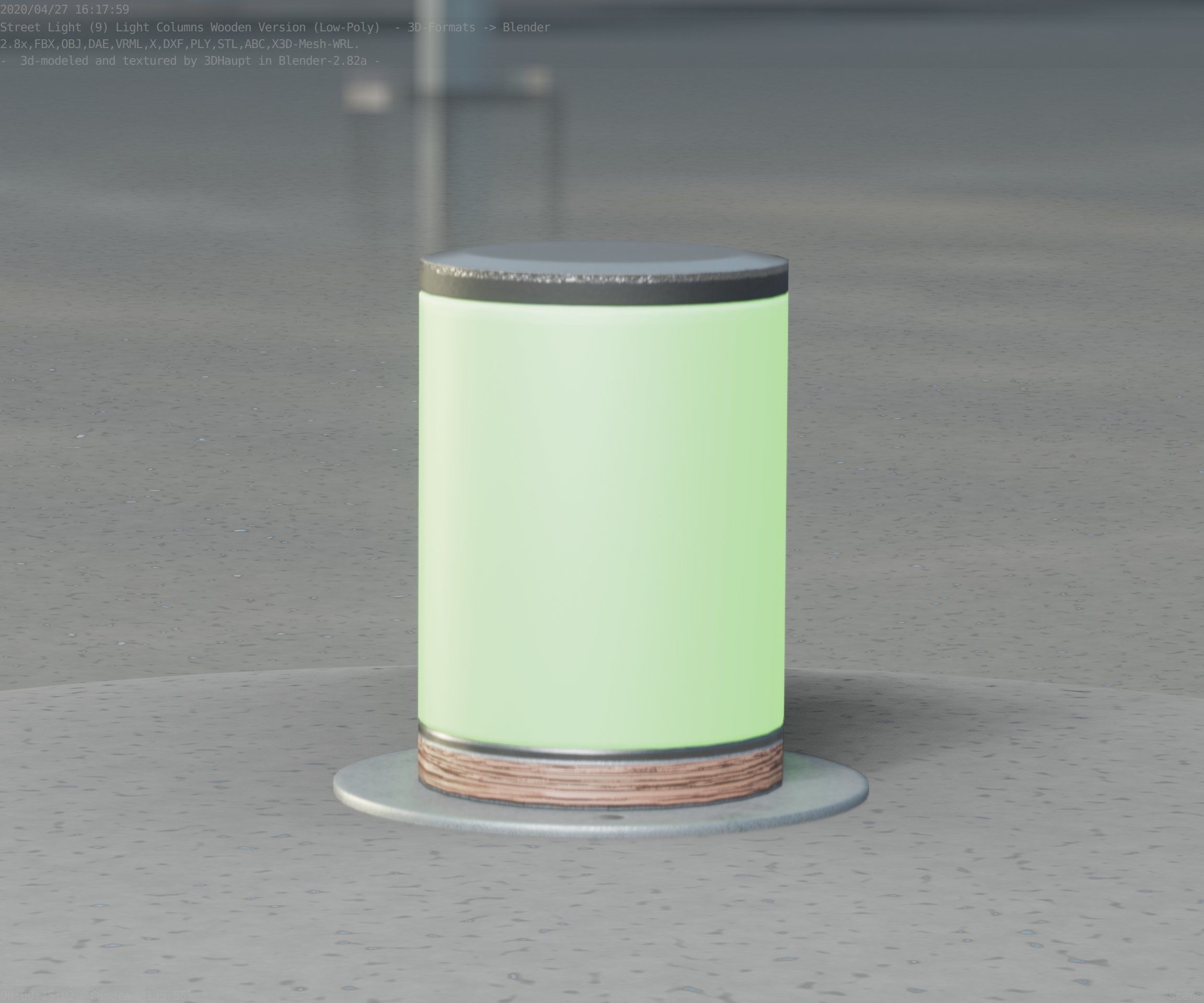 Light Column made of wood 4 - Low-Poly Street-Light Set-9 Low-poly 3D model_62