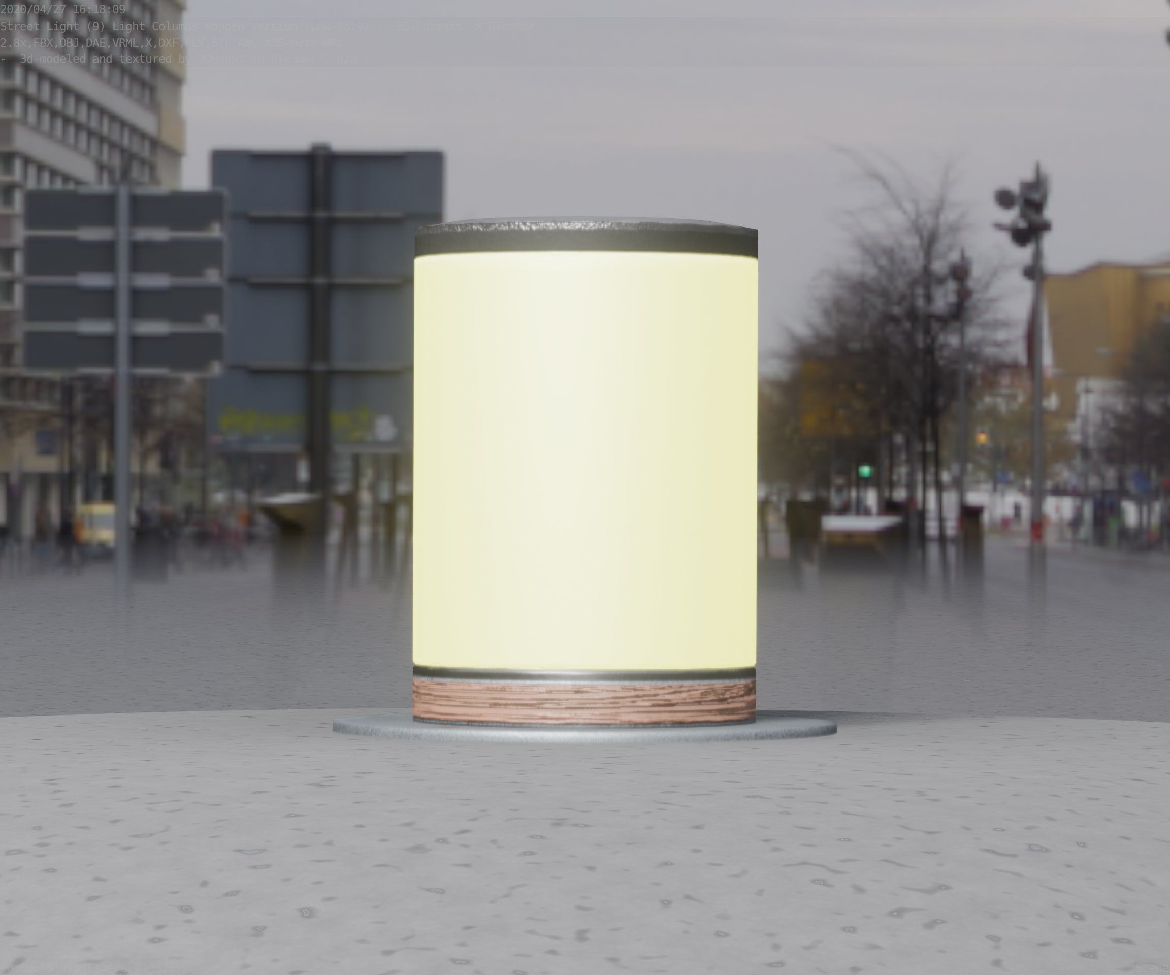 Light Column made of wood 4 - Low-Poly Street-Light Set-9 Low-poly 3D model_69